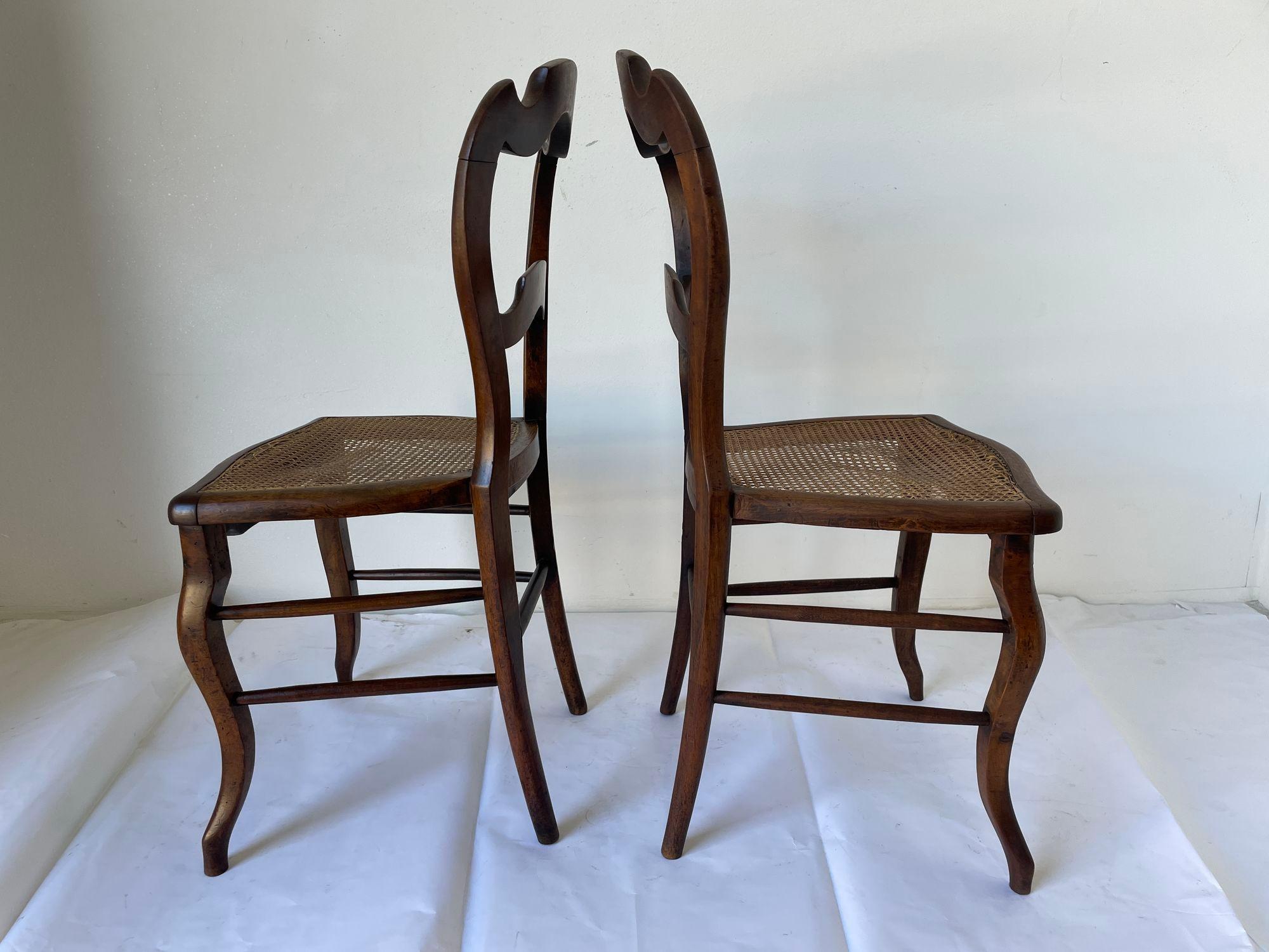 Pair of 19th Century French Provincial Walnut Caned Chairs For Sale 9