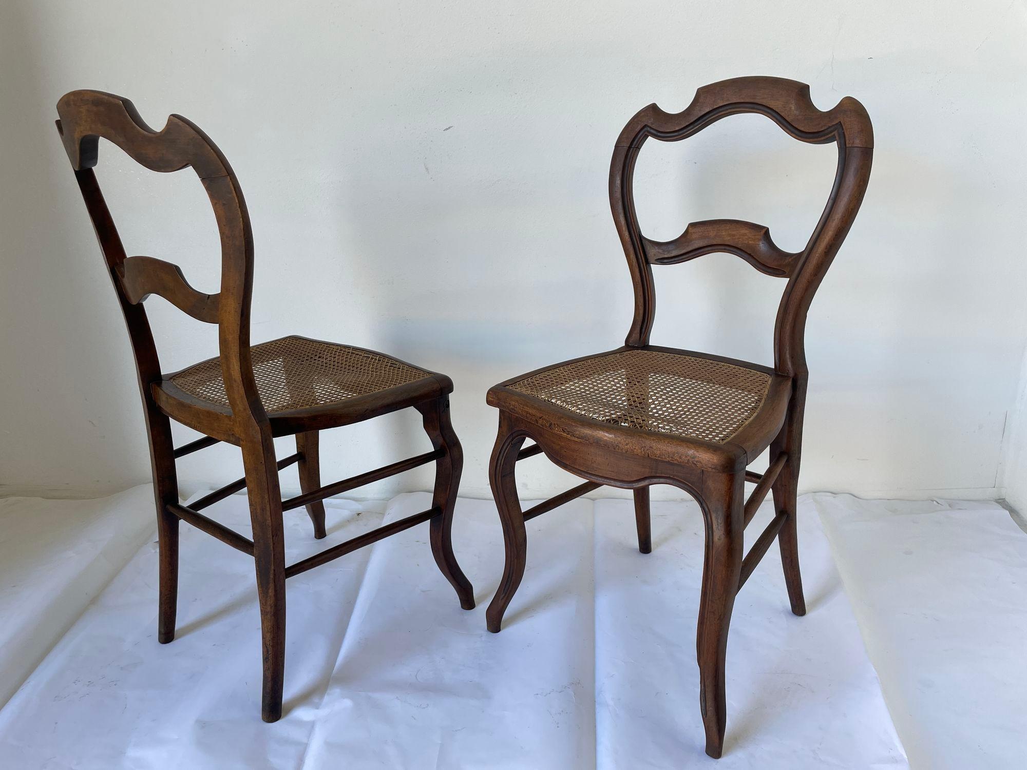 Pair of 19th Century French Provincial Walnut Caned Chairs 10