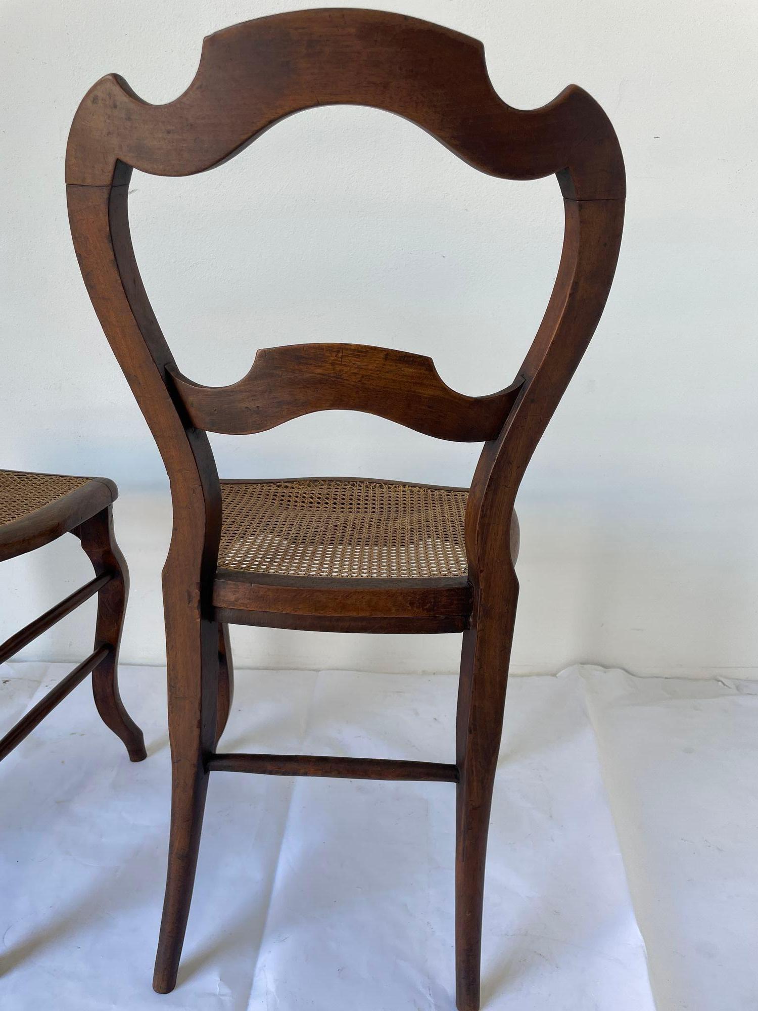 Pair of 19th Century French Provincial Walnut Caned Chairs For Sale 15