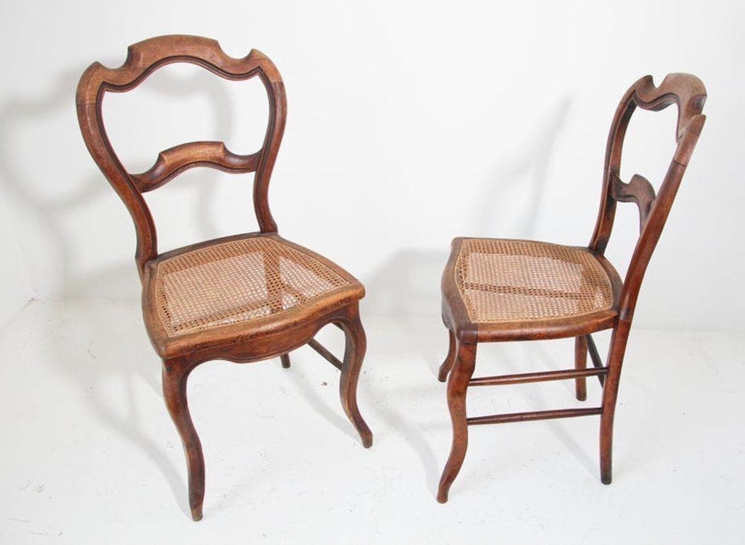 Pair of 19th Century French Provincial Walnut Caned Chairs In Fair Condition For Sale In North Hollywood, CA