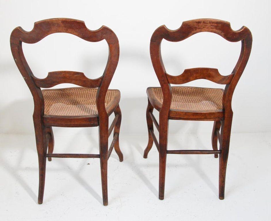 Pair of 19th Century French Provincial Walnut Caned Chairs For Sale 1