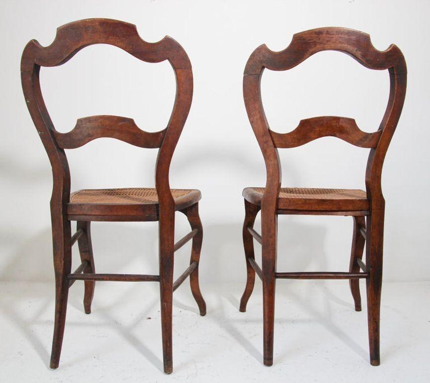 Pair of 19th Century French Provincial Walnut Caned Chairs For Sale 2