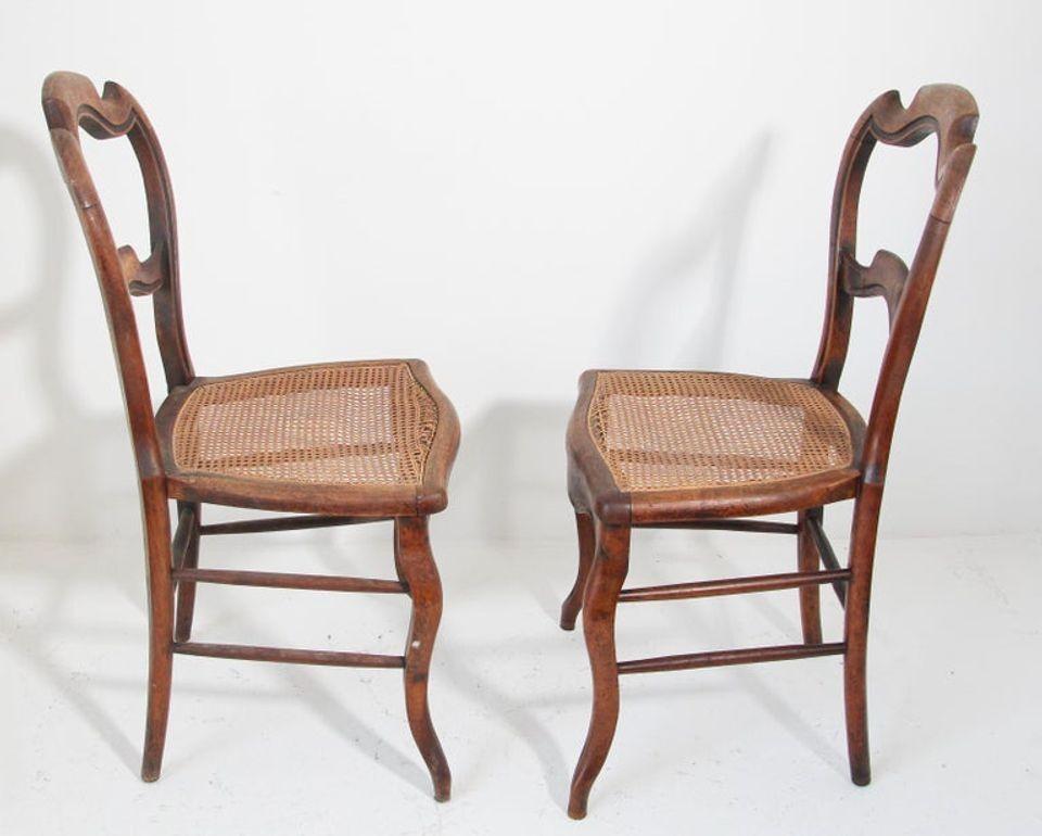 Pair of 19th Century French Provincial Walnut Caned Chairs For Sale 3