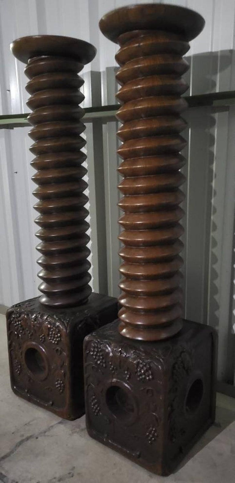 Pair of 19th Century French Provincial Wine Press Screws For Sale at 1stDibs