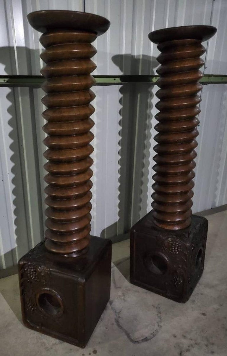 Pair of 19th Century French Provincial Wine Press Screws For Sale at 1stDibs
