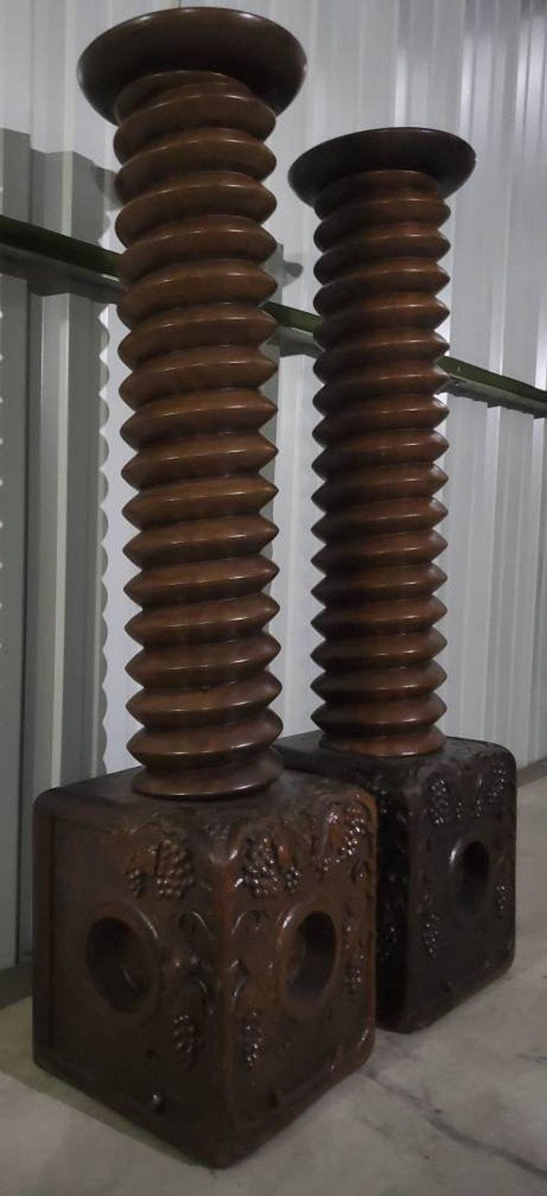 Pair of 19th Century French Provincial Wine Press Screws For Sale at 1stDibs