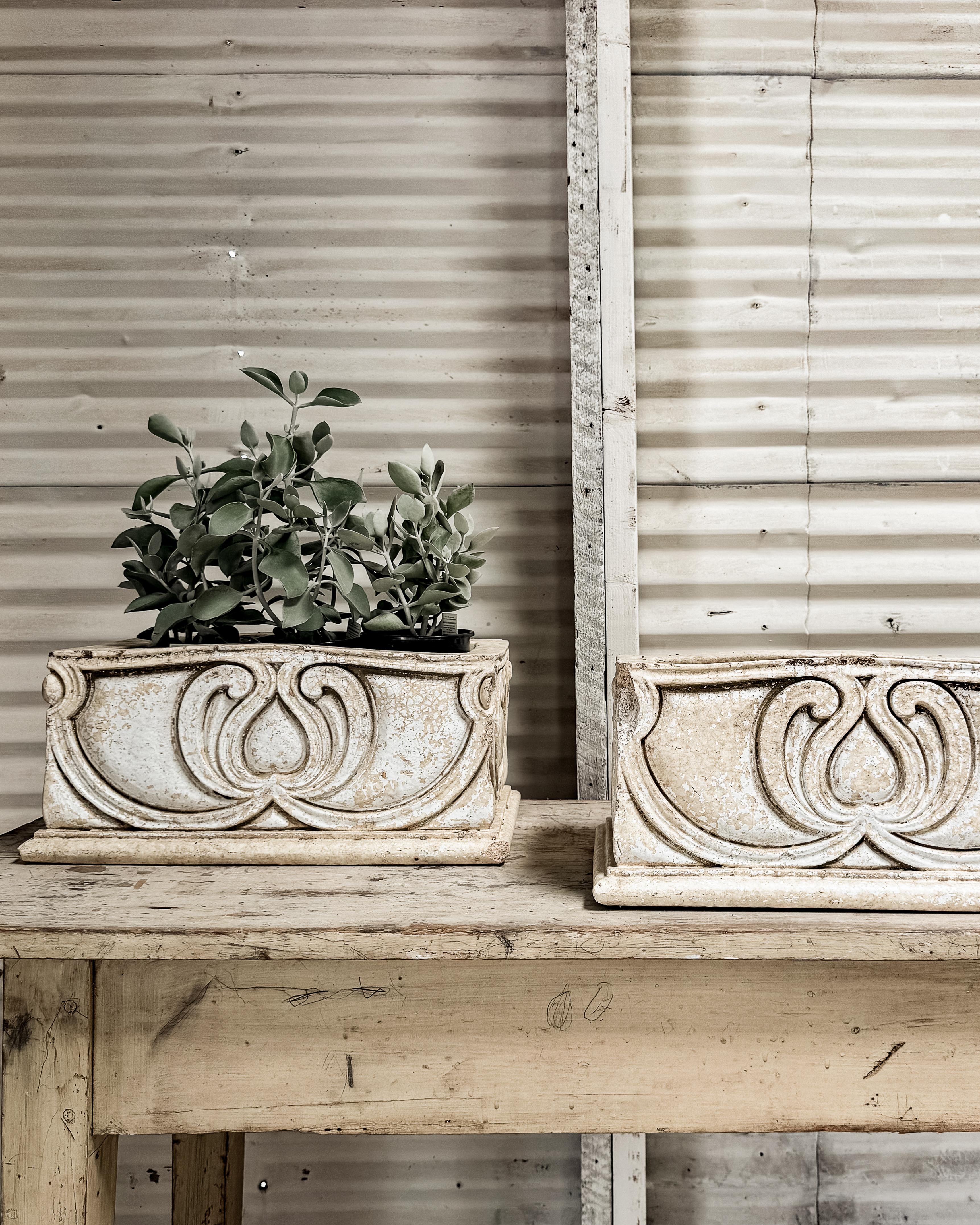 Pair of 19th Century French Rectangular Planters In Good Condition For Sale In Mckinney, TX