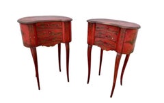 Pair of 19th Century French Red Japanned Side Tables