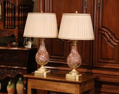 Pair of 19th Century French Red Marble and Bronze Urns Converted as Table Lamps