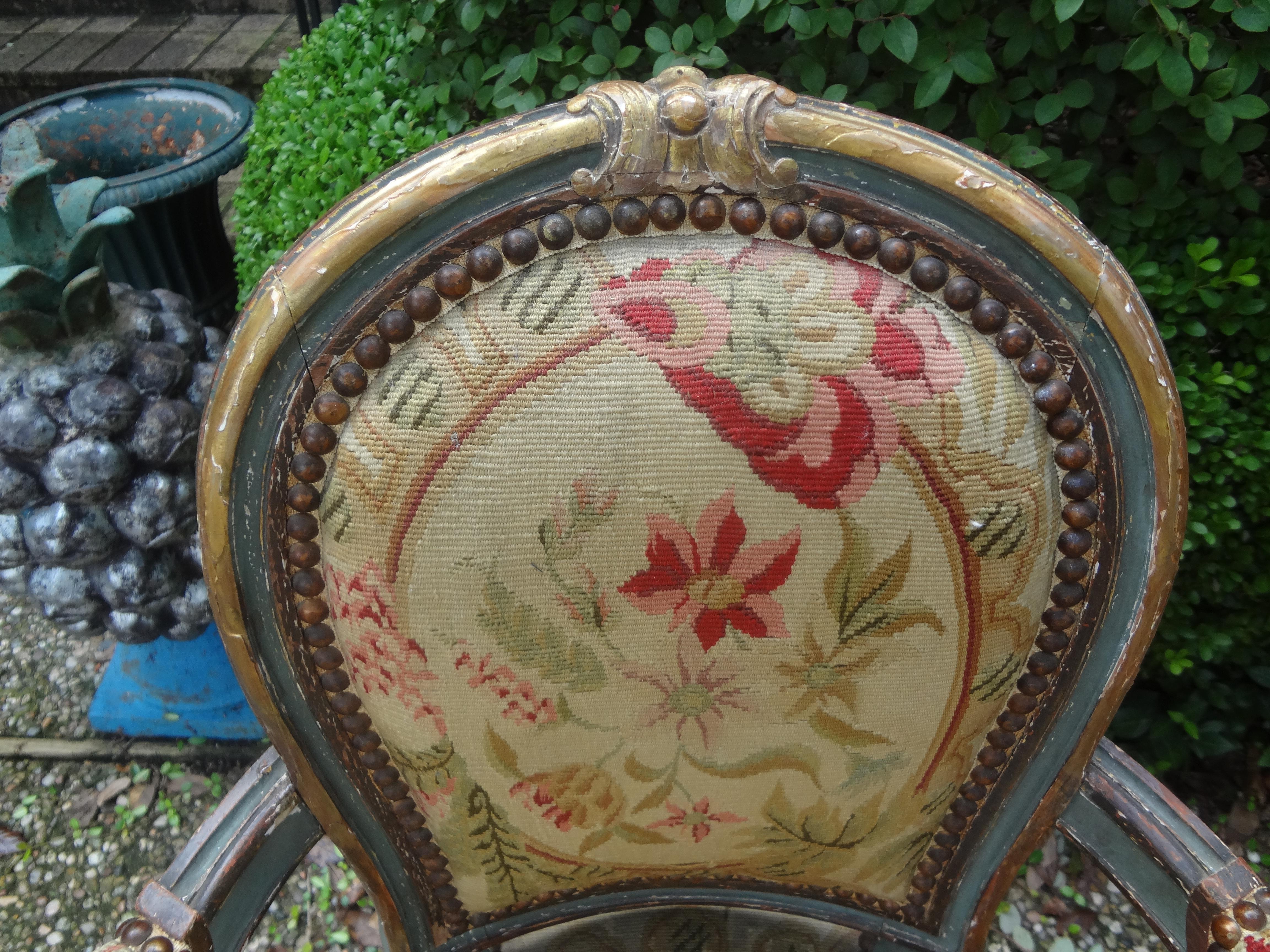 Needlepoint Pair of 19th Century French Régence Style Children's Chairs For Sale