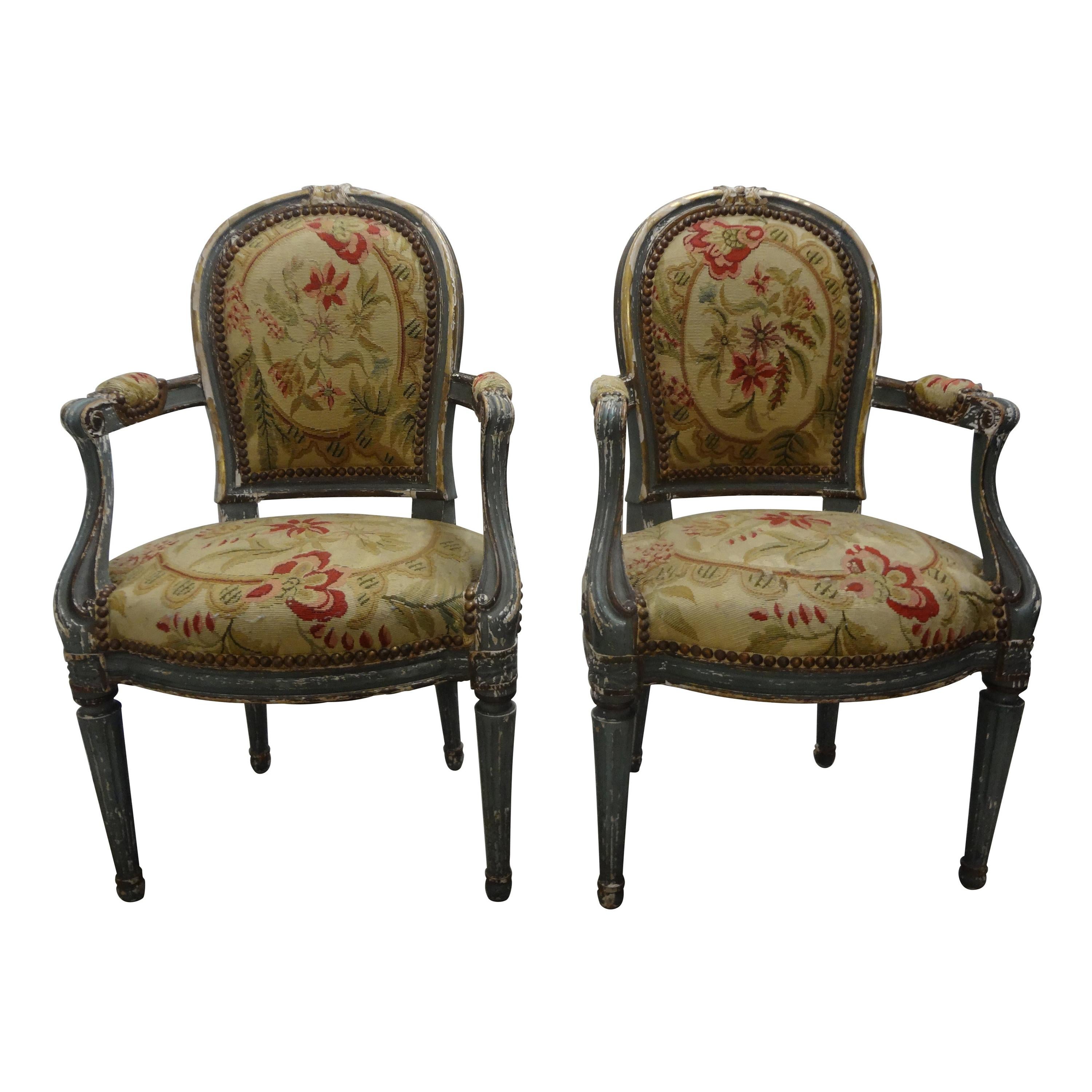 Pair of 19th Century French Régence Style Children's Chairs For Sale 13