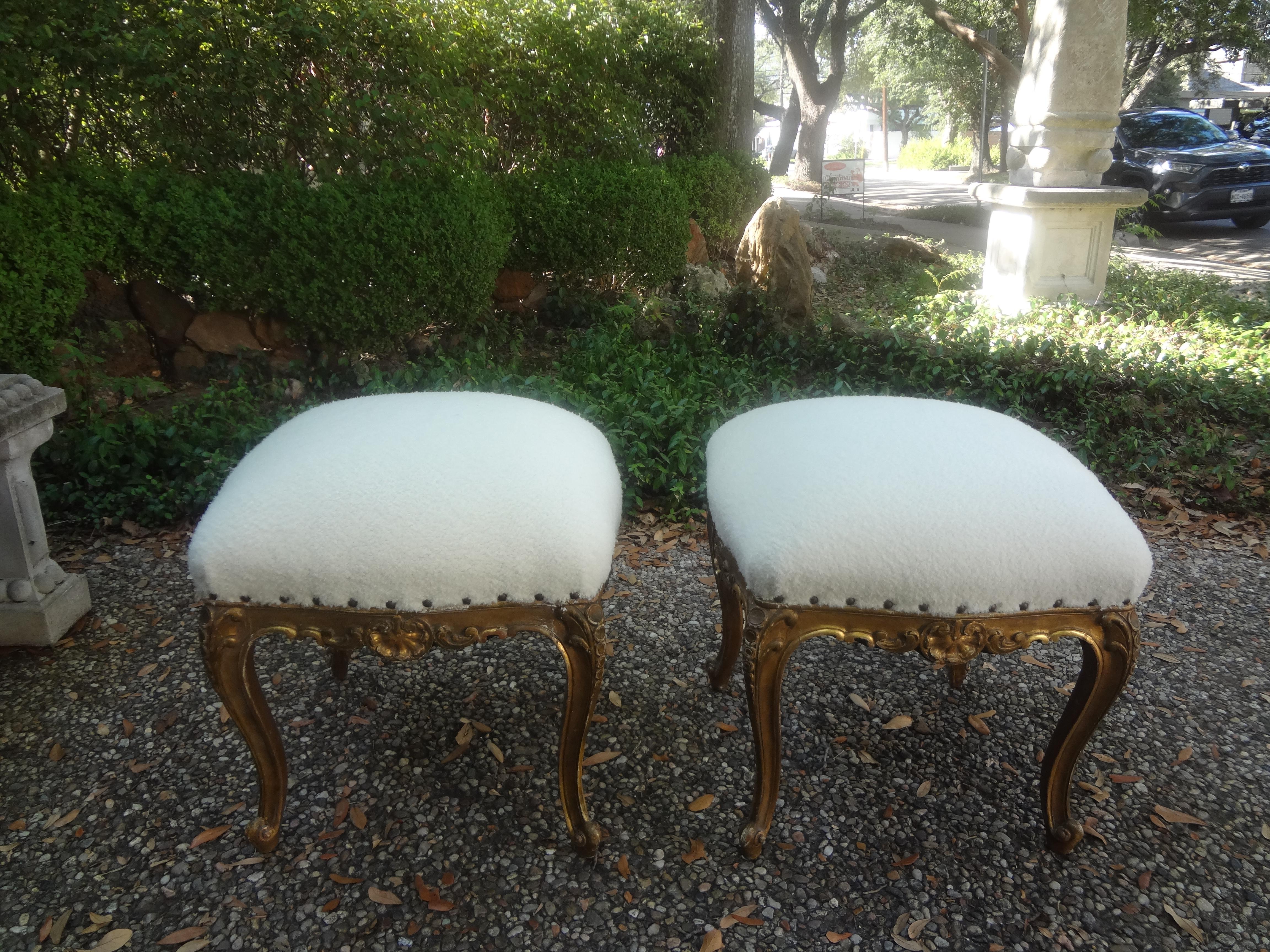 Pair Of 19th Century French Regence Style Giltwood Ottomans Or Benches For Sale 5