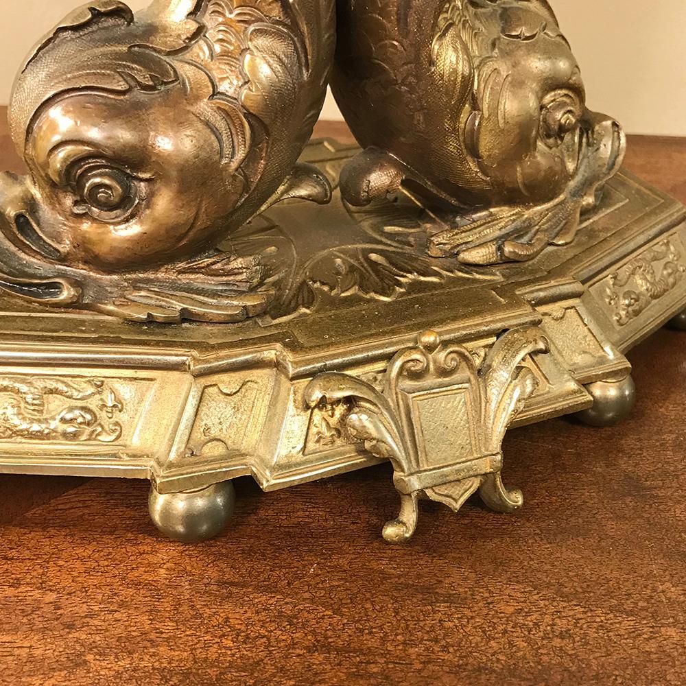 Pair of 19th Century French Renaissance Dolphin Candleabra 3