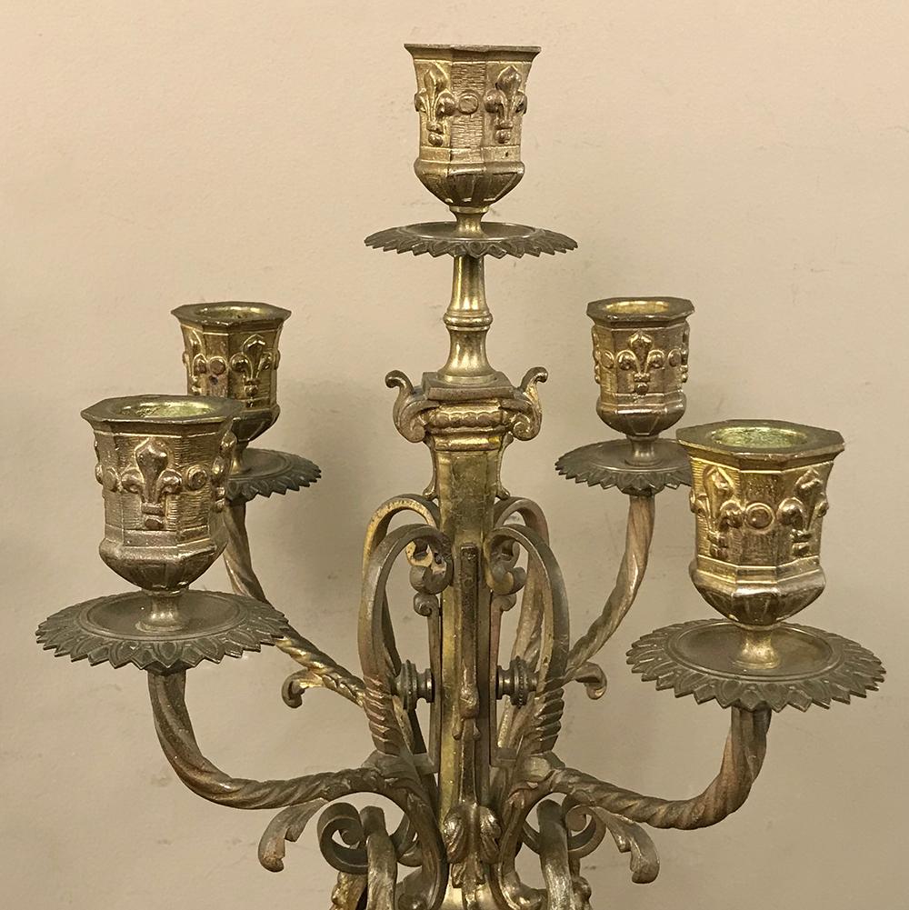 Pair of 19th Century French Renaissance Dolphin Candleabra 5