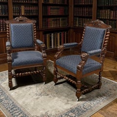 Pair of 19th Century French Renaissance Revival Armchairs Henry II Style