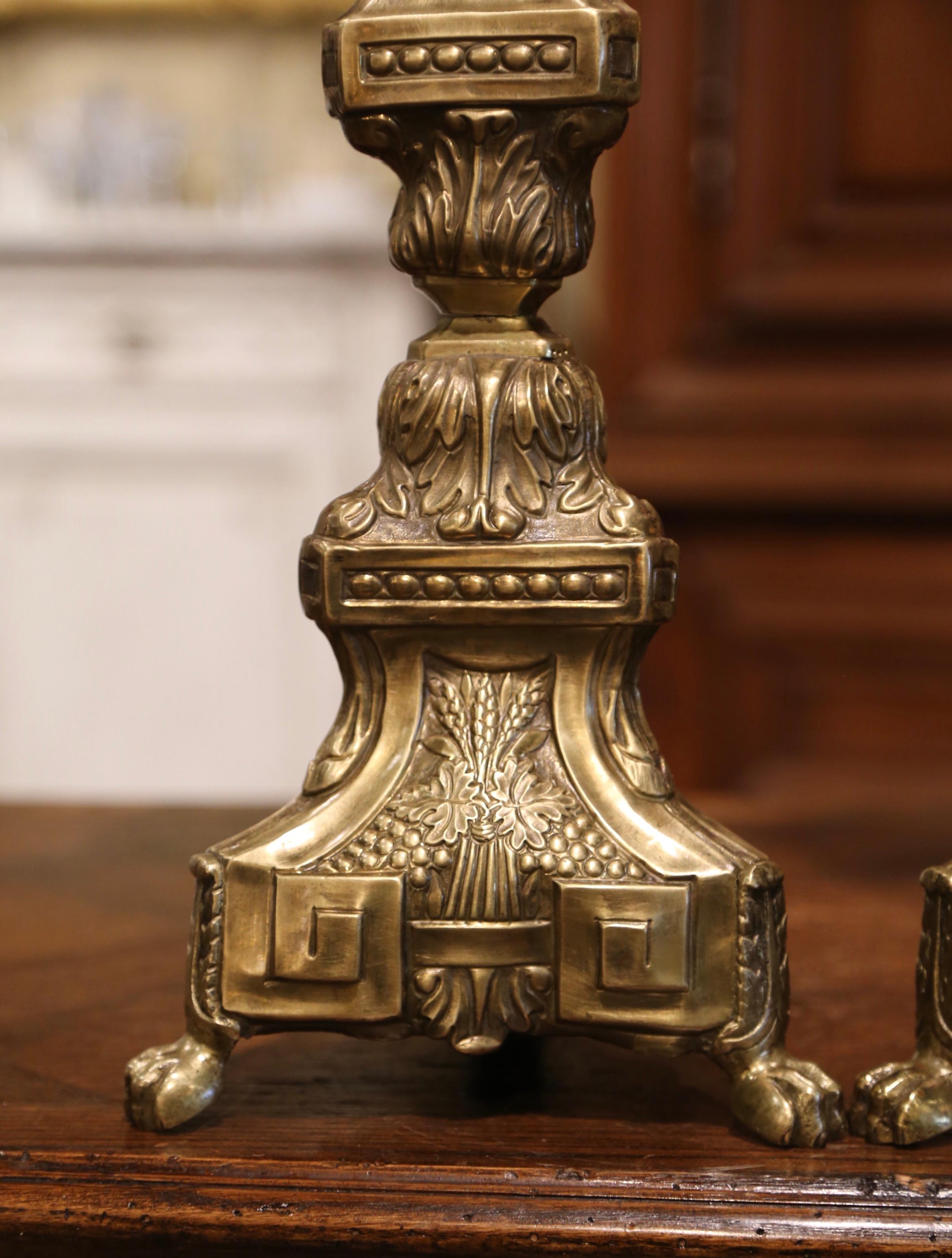 Pair of 19th Century French Repousse Brass Church Pic-Cierges Candle Holders 1