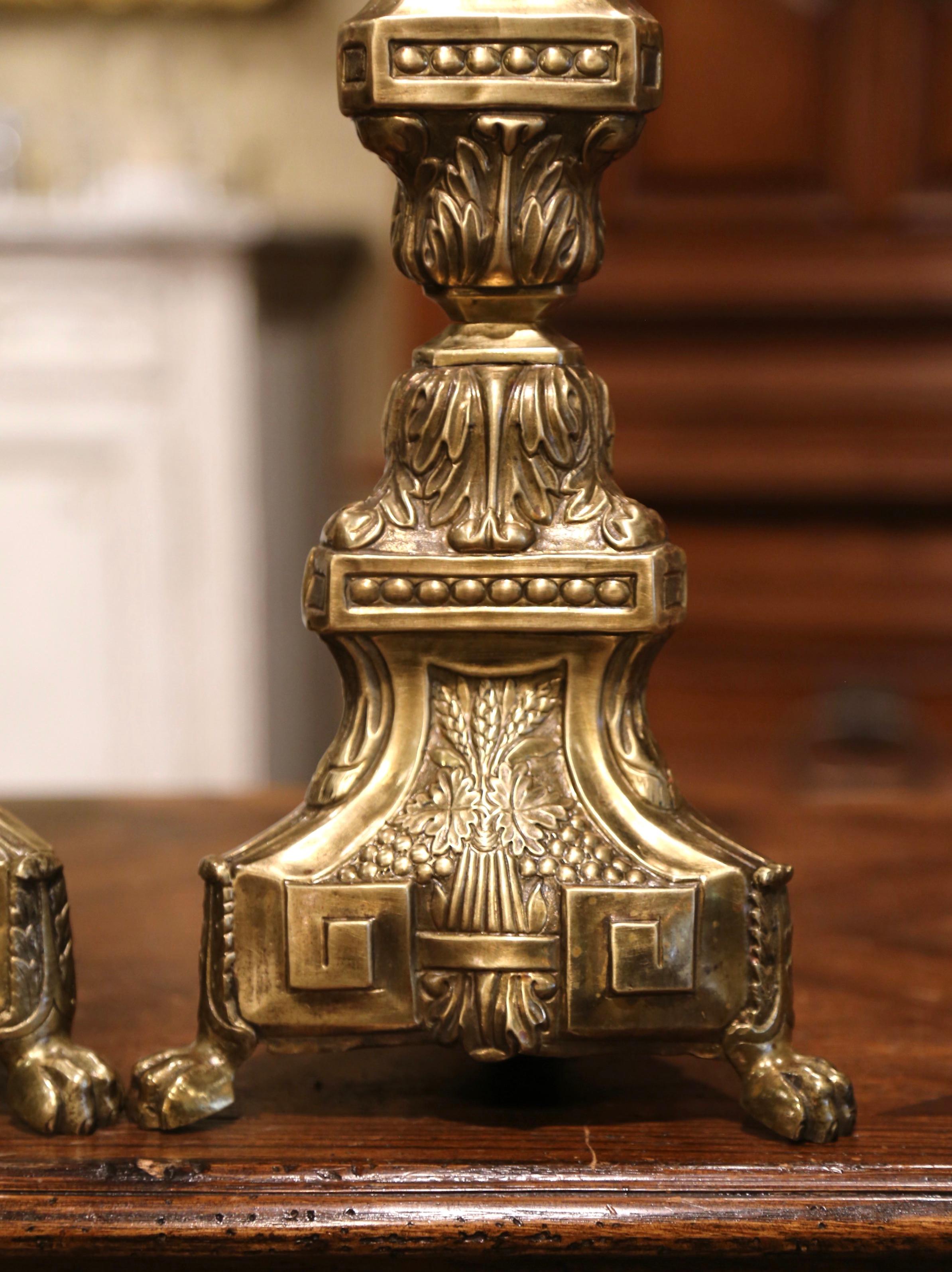 Pair of 19th Century French Repousse Brass Church Pic-Cierges Candle Holders 2