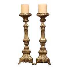 Pair of 19th Century French Repousse Brass Church Pic-Cierges Candle Holders