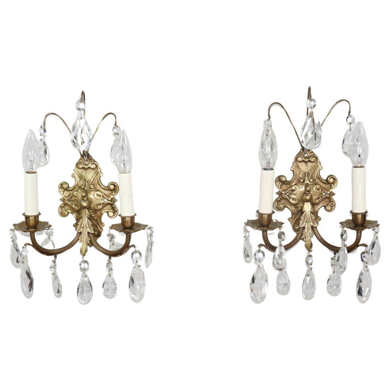 Paire d'appliques à décor de miroir et de cristal, XIXe siècle
