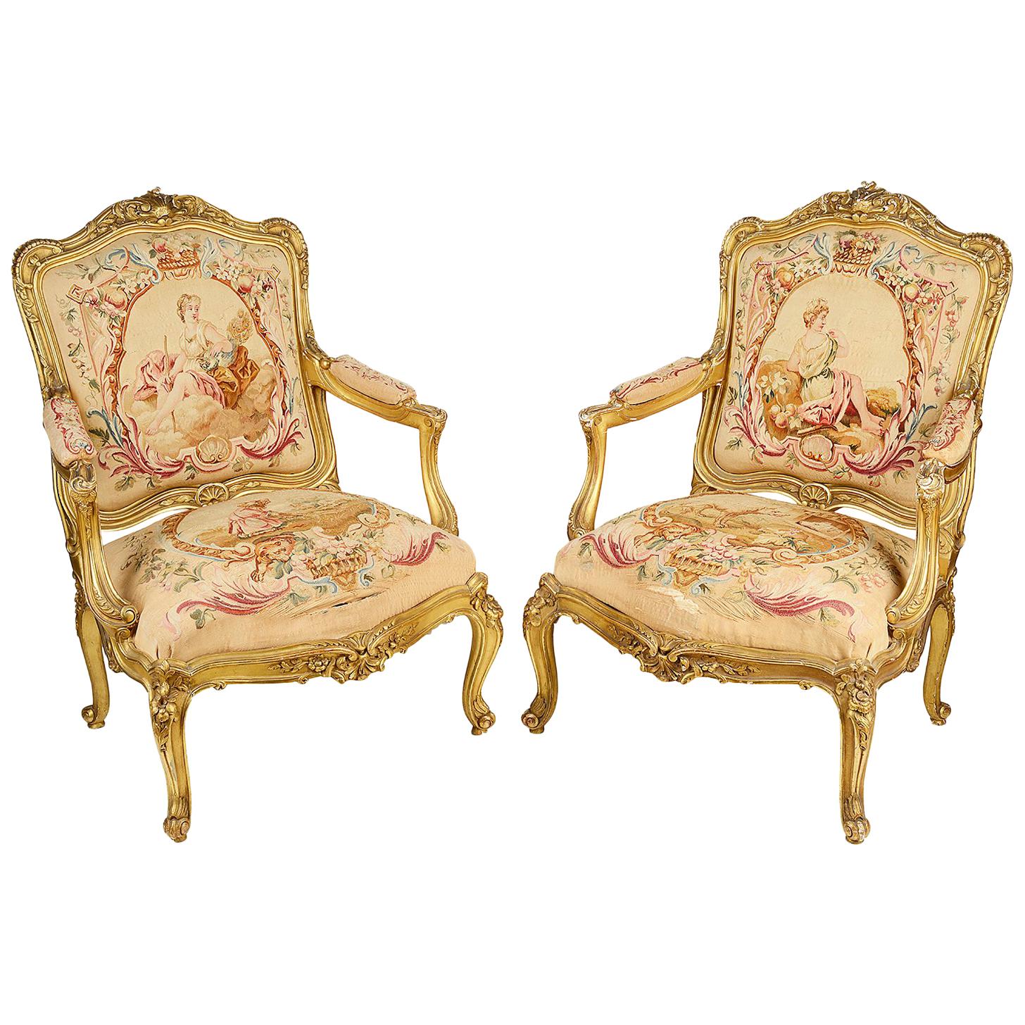 Pair of 19th Century French Salon Armchairs For Sale