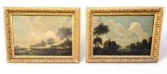Pareja de óleos sobre tabla de la escuela francesa del siglo XIX