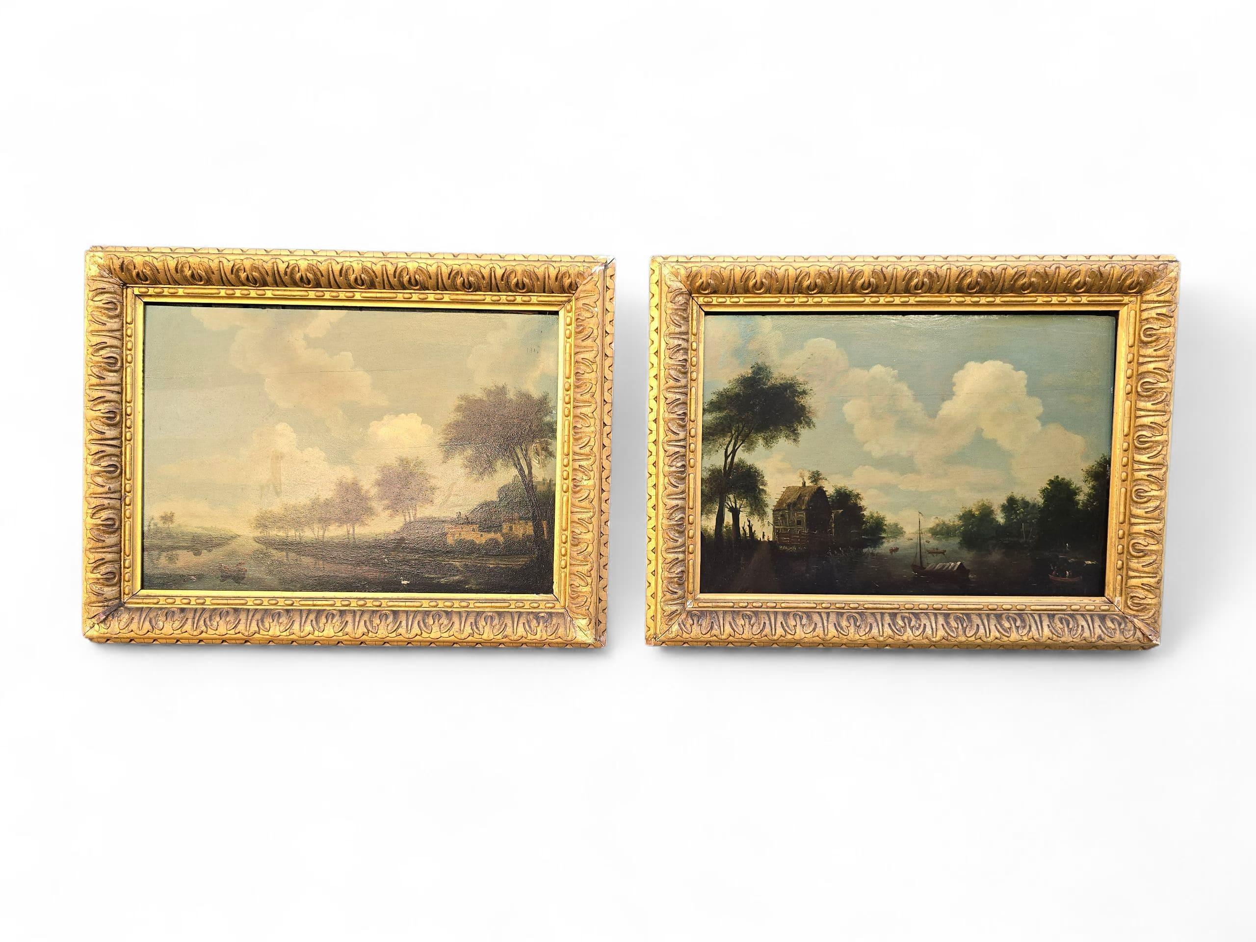 Paire de peintures à l'huile sur panneau de l'école française du XIXe siècle Bon état - En vente à Madrid, ES