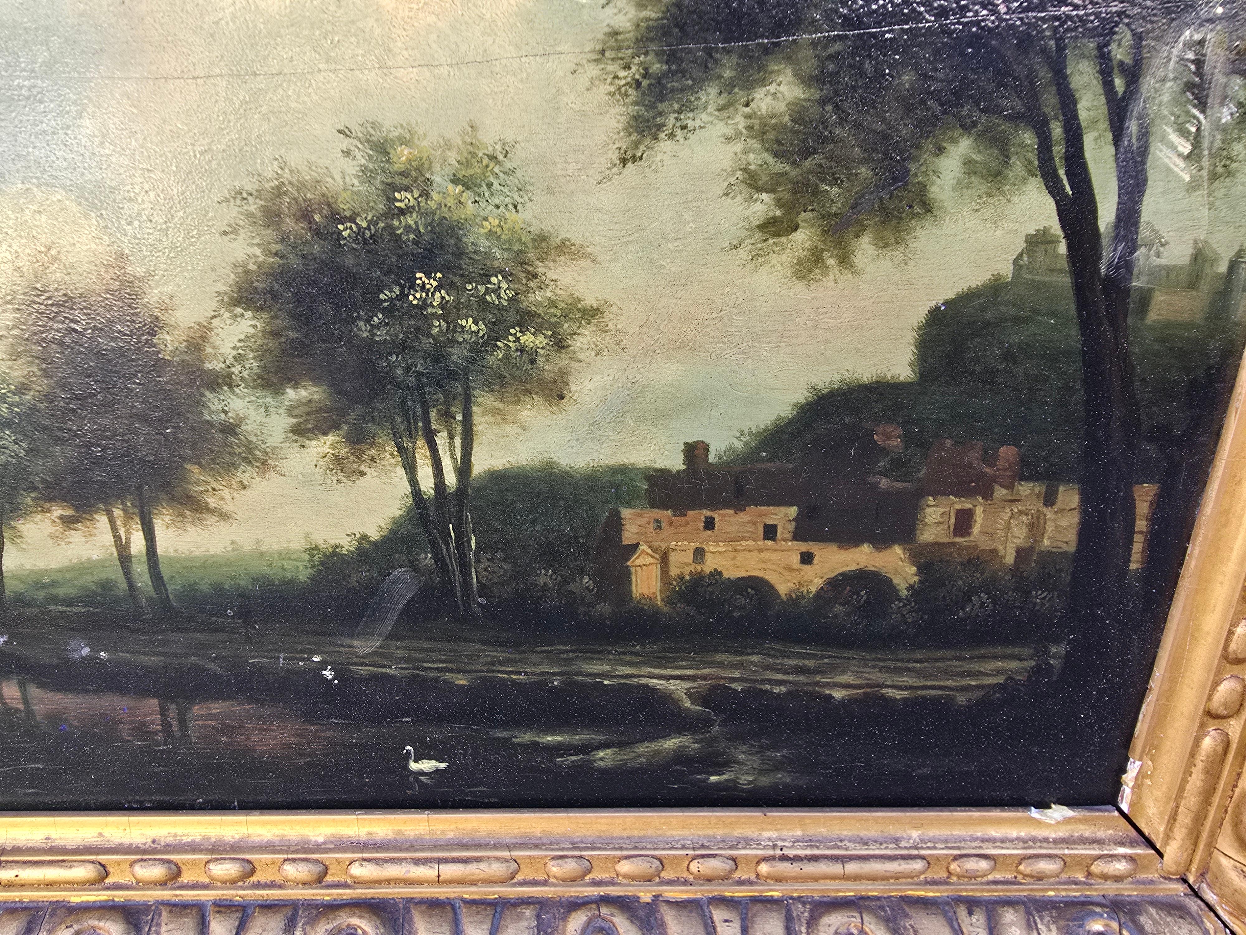 Milieu du XIXe siècle Paire de peintures à l'huile sur panneau de l'école française du XIXe siècle en vente