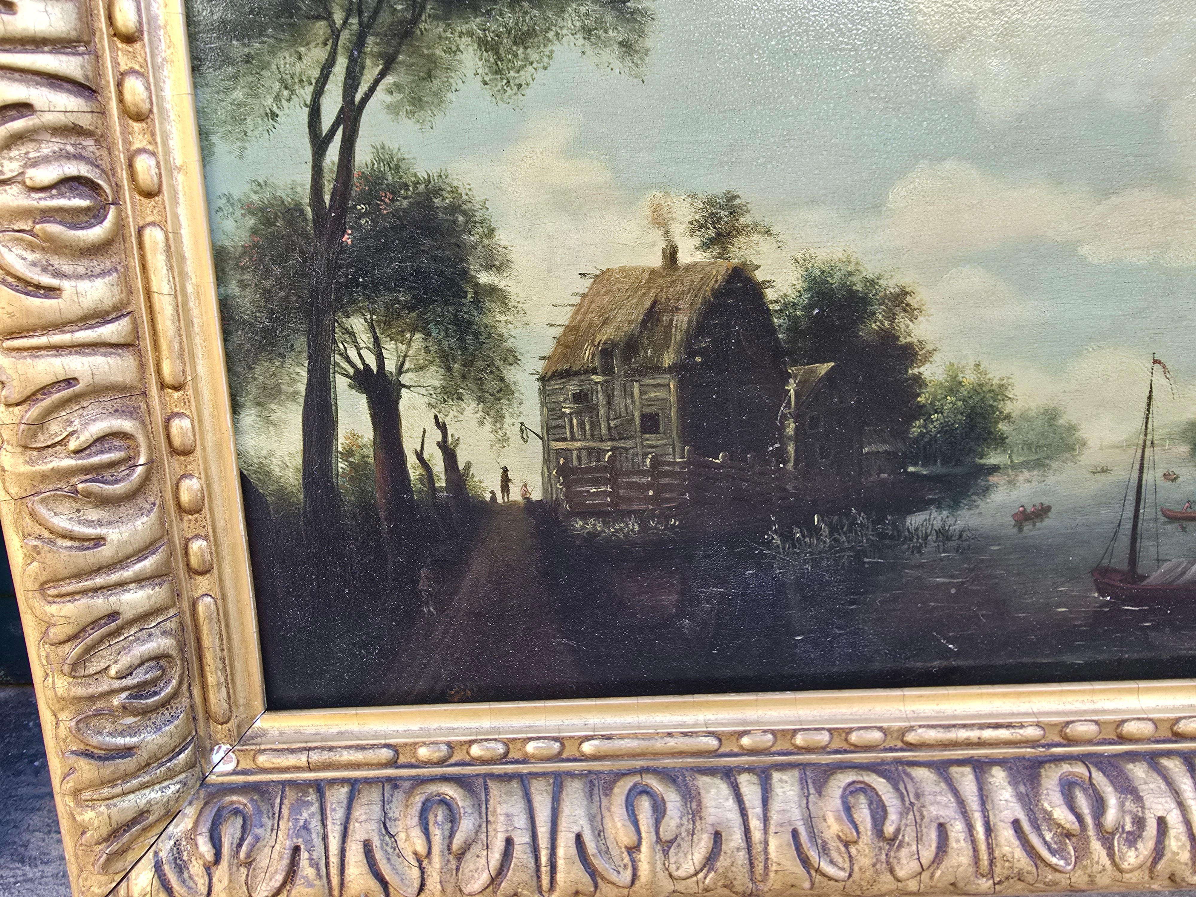 Paire de peintures à l'huile sur panneau de l'école française du XIXe siècle en vente 2