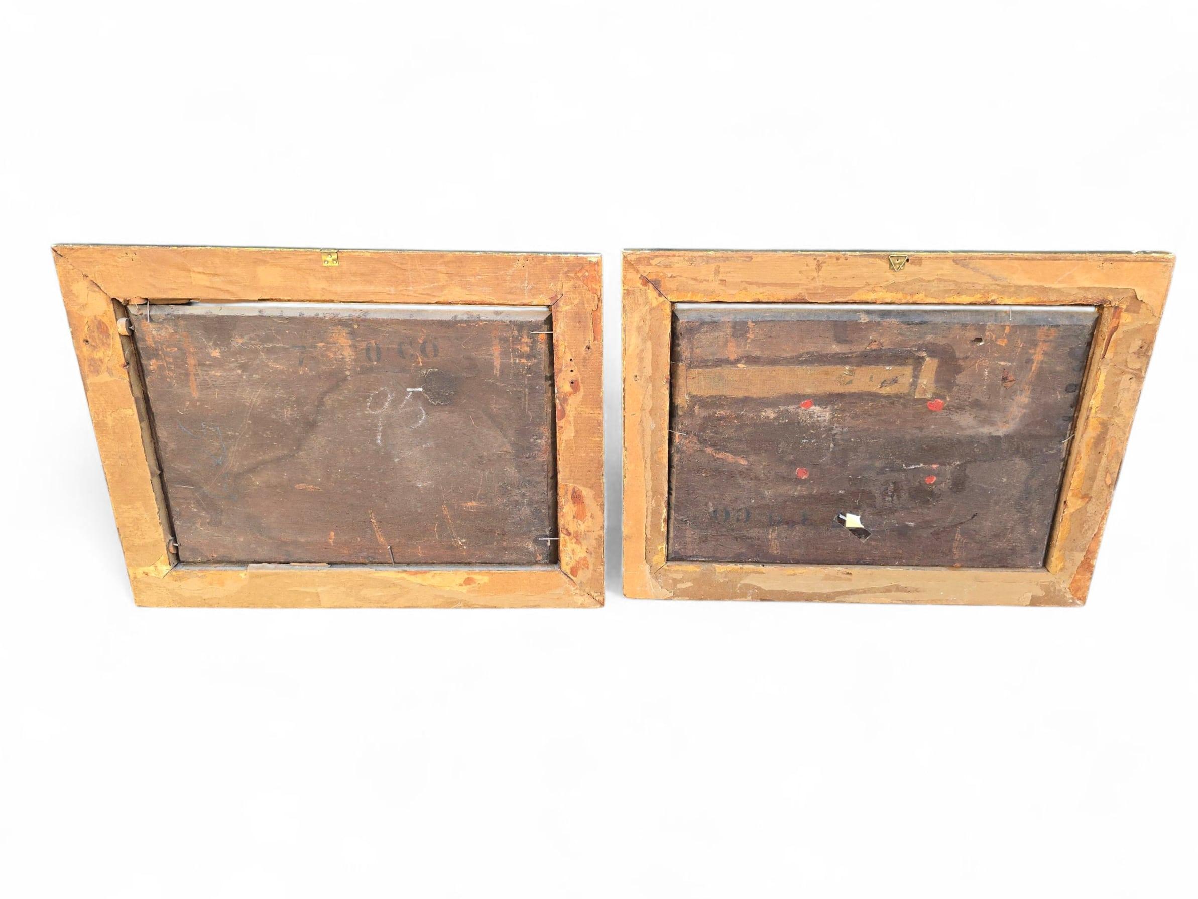 Paire de peintures à l'huile sur panneau de l'école française du XIXe siècle en vente 4