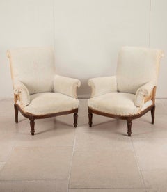 Pair of 19th Century French Scroll Back Armchairs