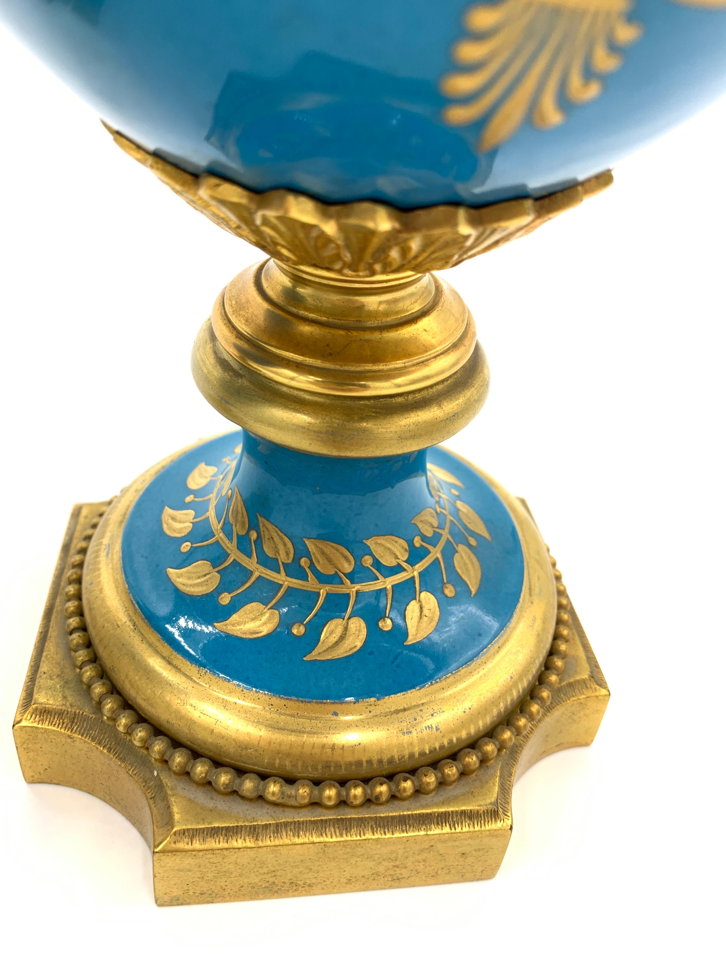 Porcelaine Paire de vases bleu ciel de style Sèvres français du 19e siècle en vente