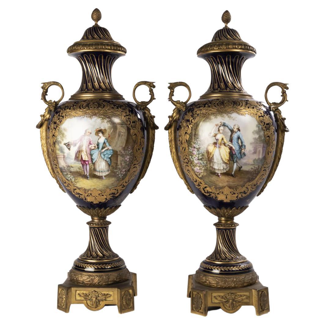 Pair of 19th Century French Sevres Style Vases