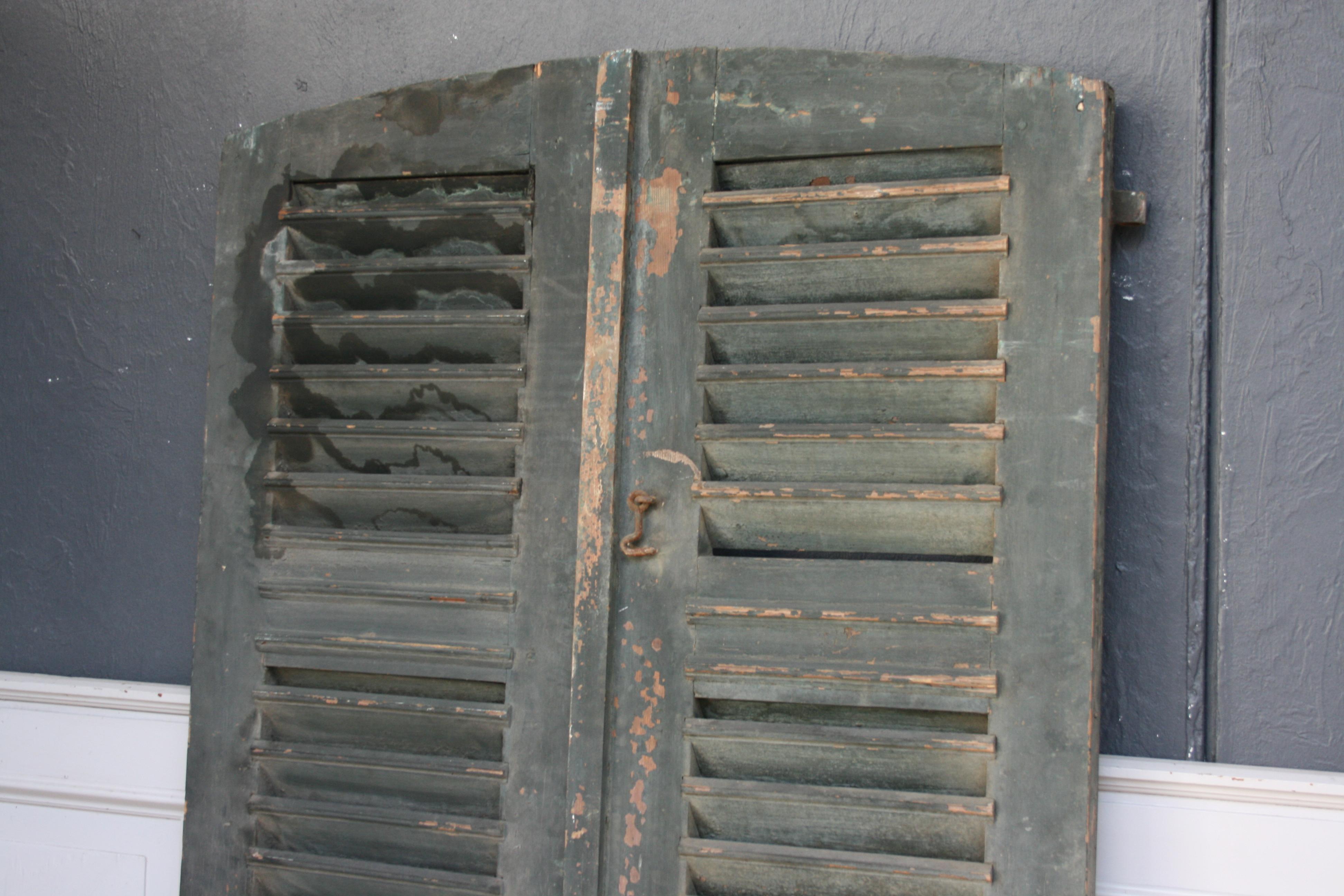 Pair of 19th Century French Shutters with Original Paint For Sale 4