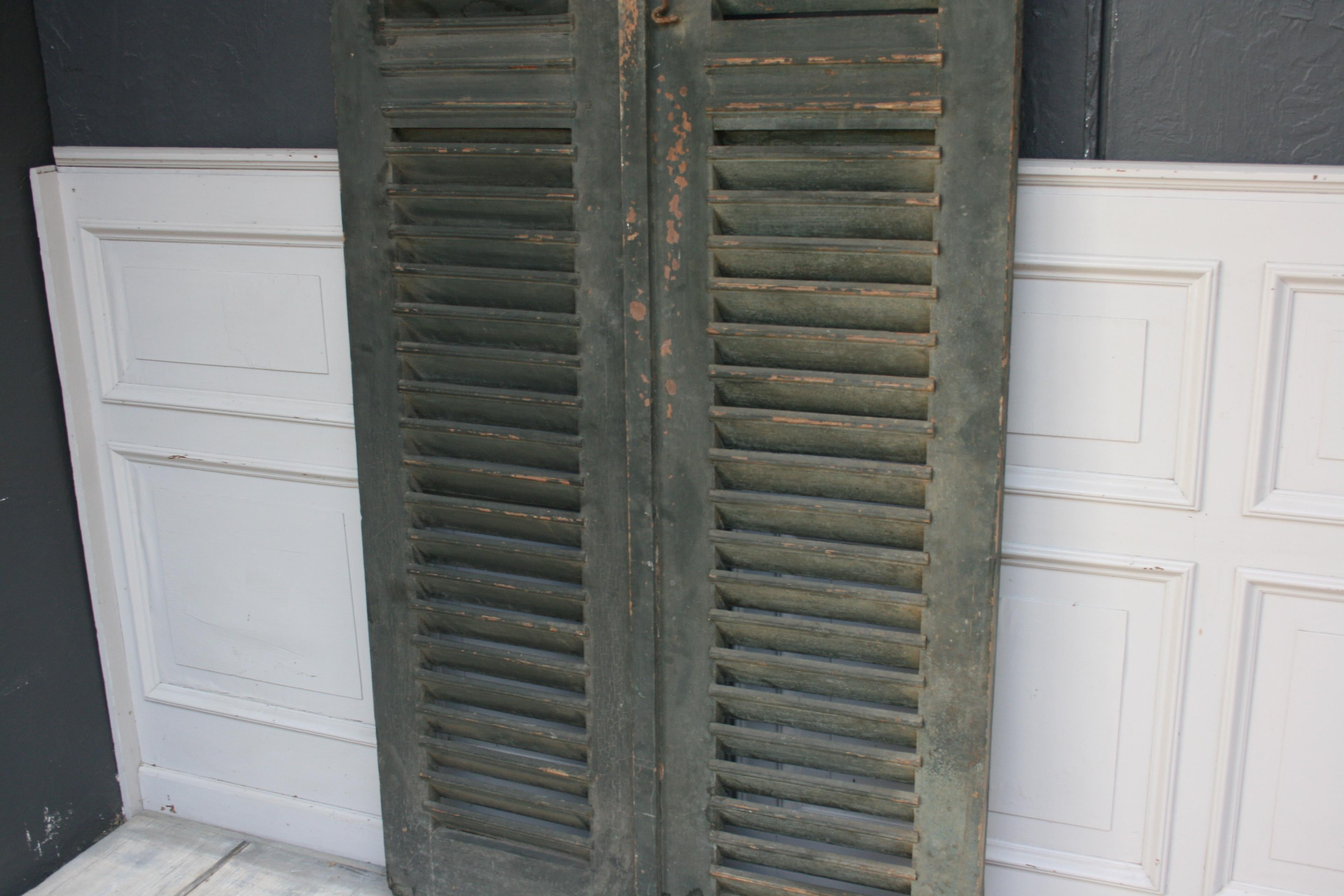 Pair of 19th Century French Shutters with Original Paint For Sale 5