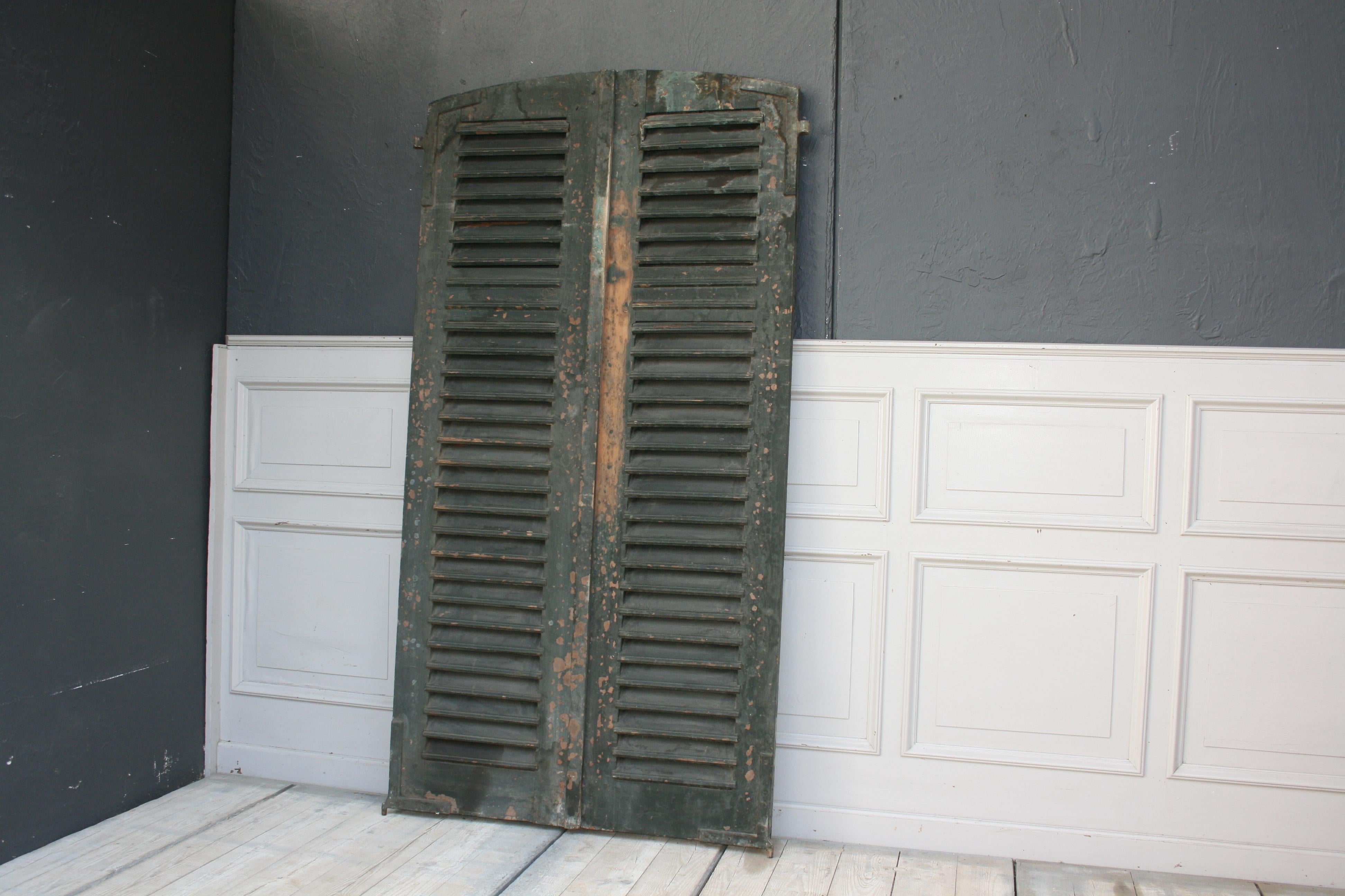 Country Pair of 19th Century French Shutters with Original Paint For Sale