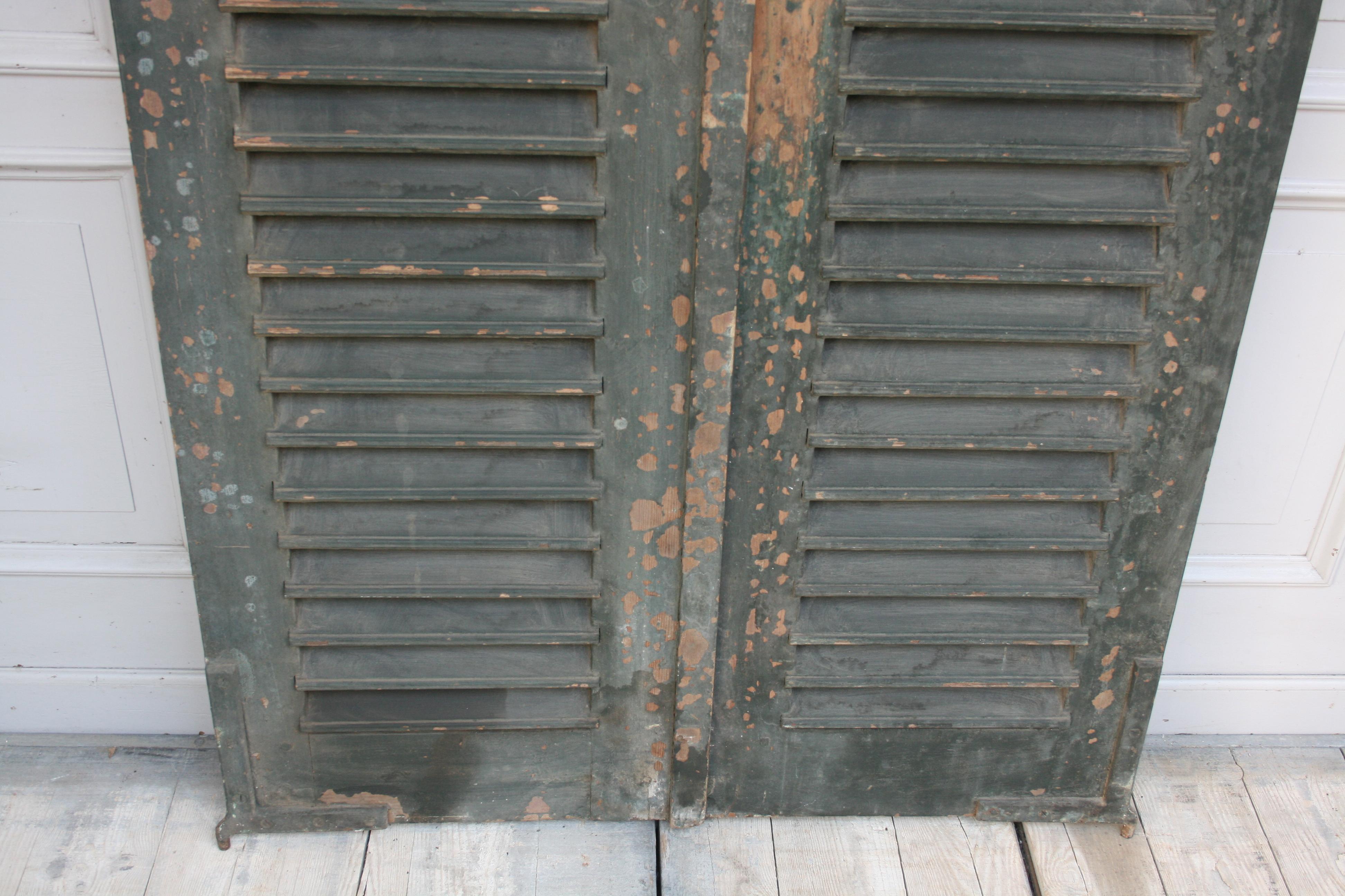 Pair of 19th Century French Shutters with Original Paint For Sale 1