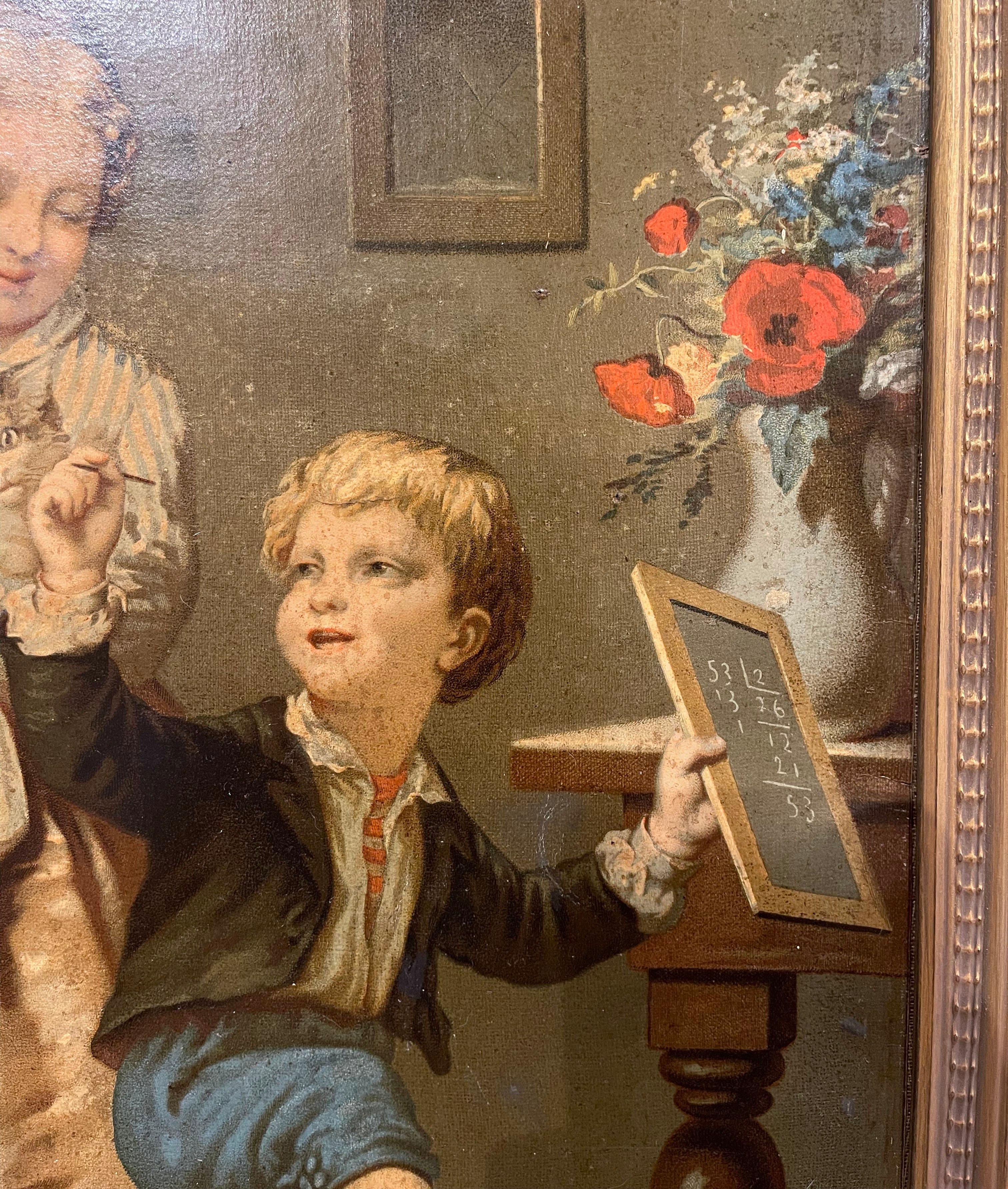 Paire de lithographies chromées françaises du 19ème siècle signées dans des cadres dorés en vente 2