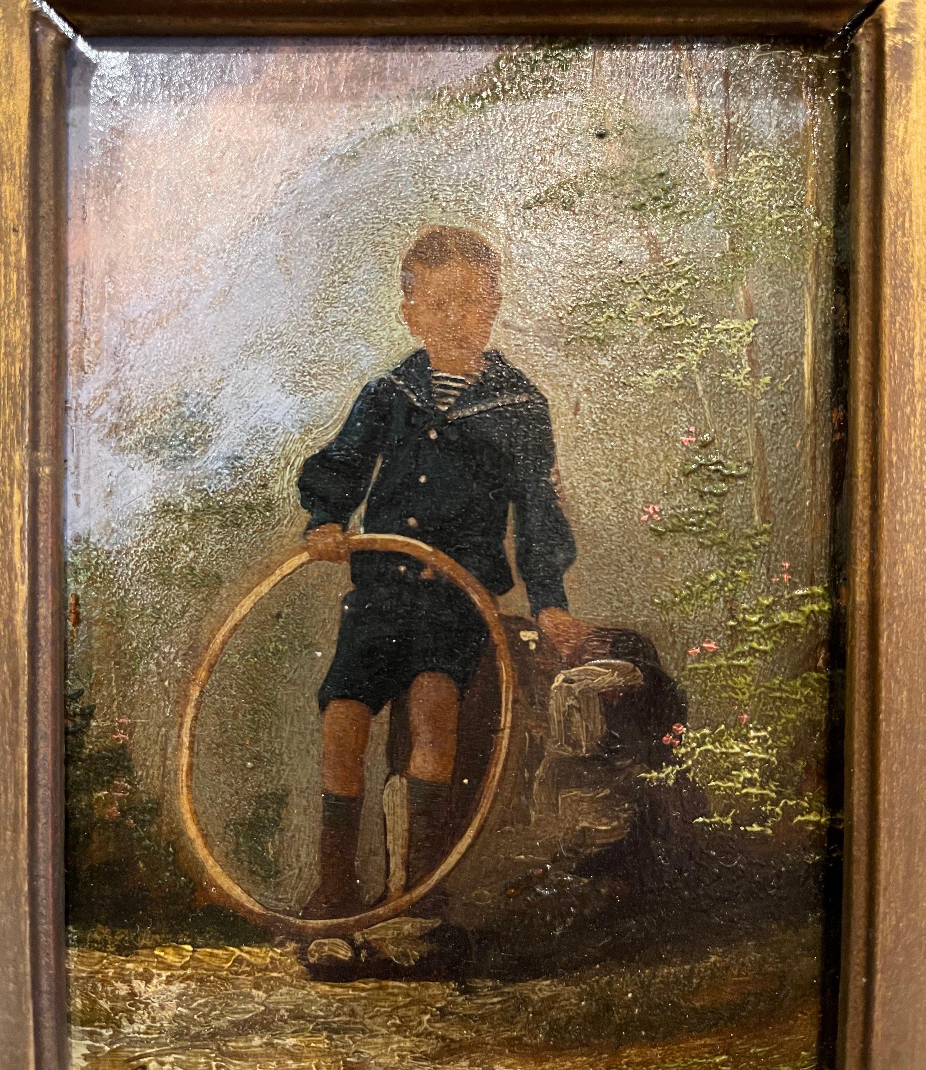 Pair of 19th Century French Signed Oil on Board Paintings in Carved Gilt Frames 6