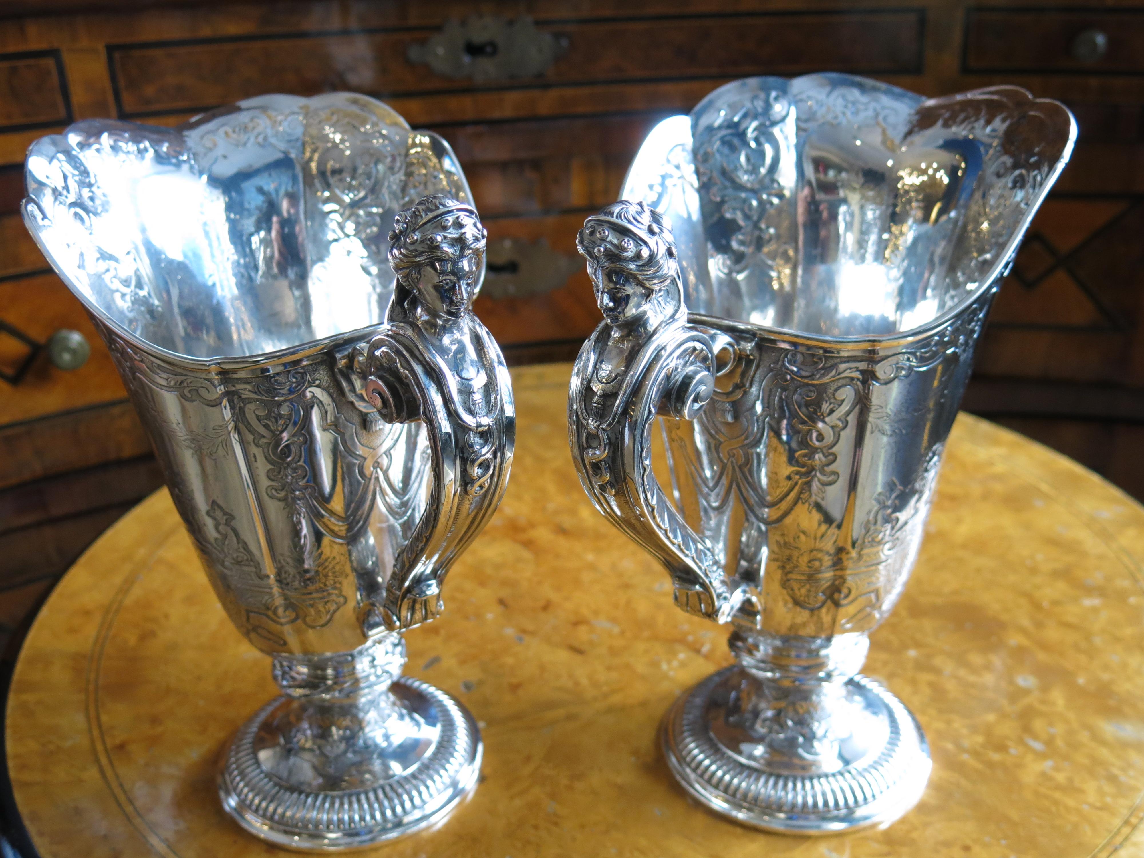 Pair of 19th Century French Silver Jars For Sale 8