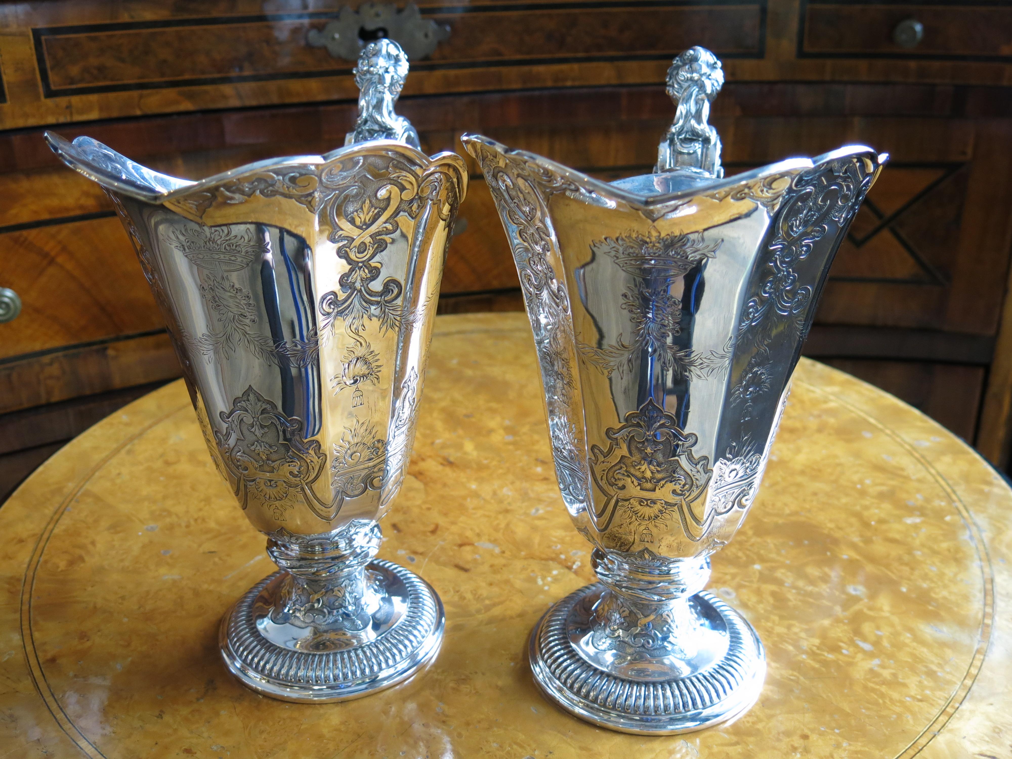 Pair of 19th Century French Silver Jars For Sale 9