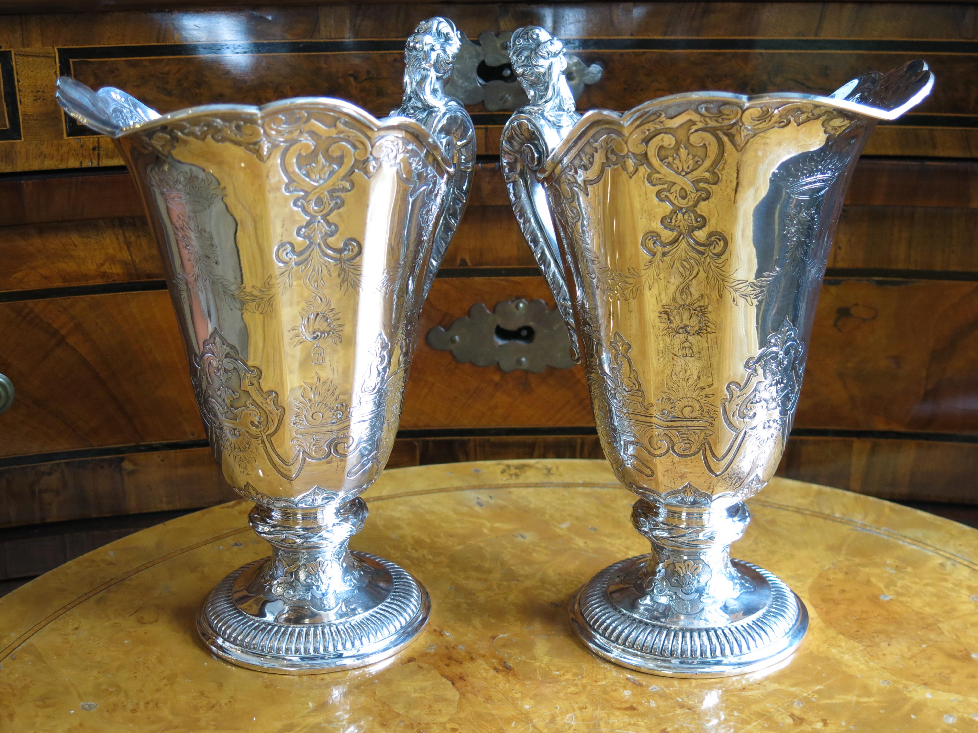 Pair of 19th Century French Silver Jars For Sale 10