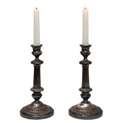 Pair of 19th Century French Silver-Plated Candle Holders