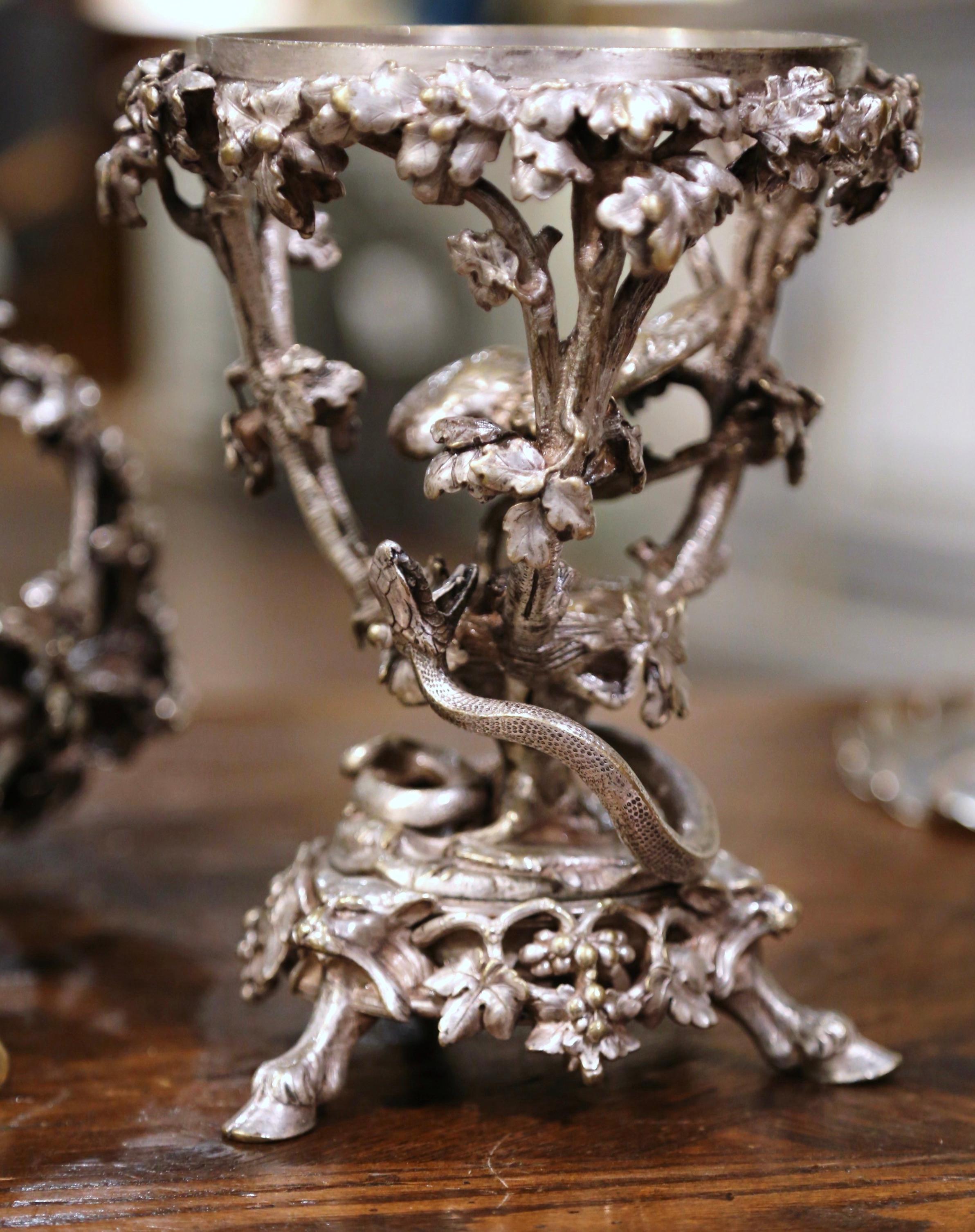 Silver Plate Pair of 19th Century French Silvered Bronze Compotes Signed Christofle For Sale