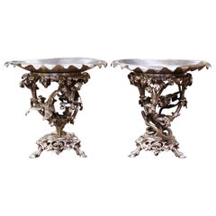 Used Pair of 19th Century French Silvered Bronze Compotes Signed Christofle