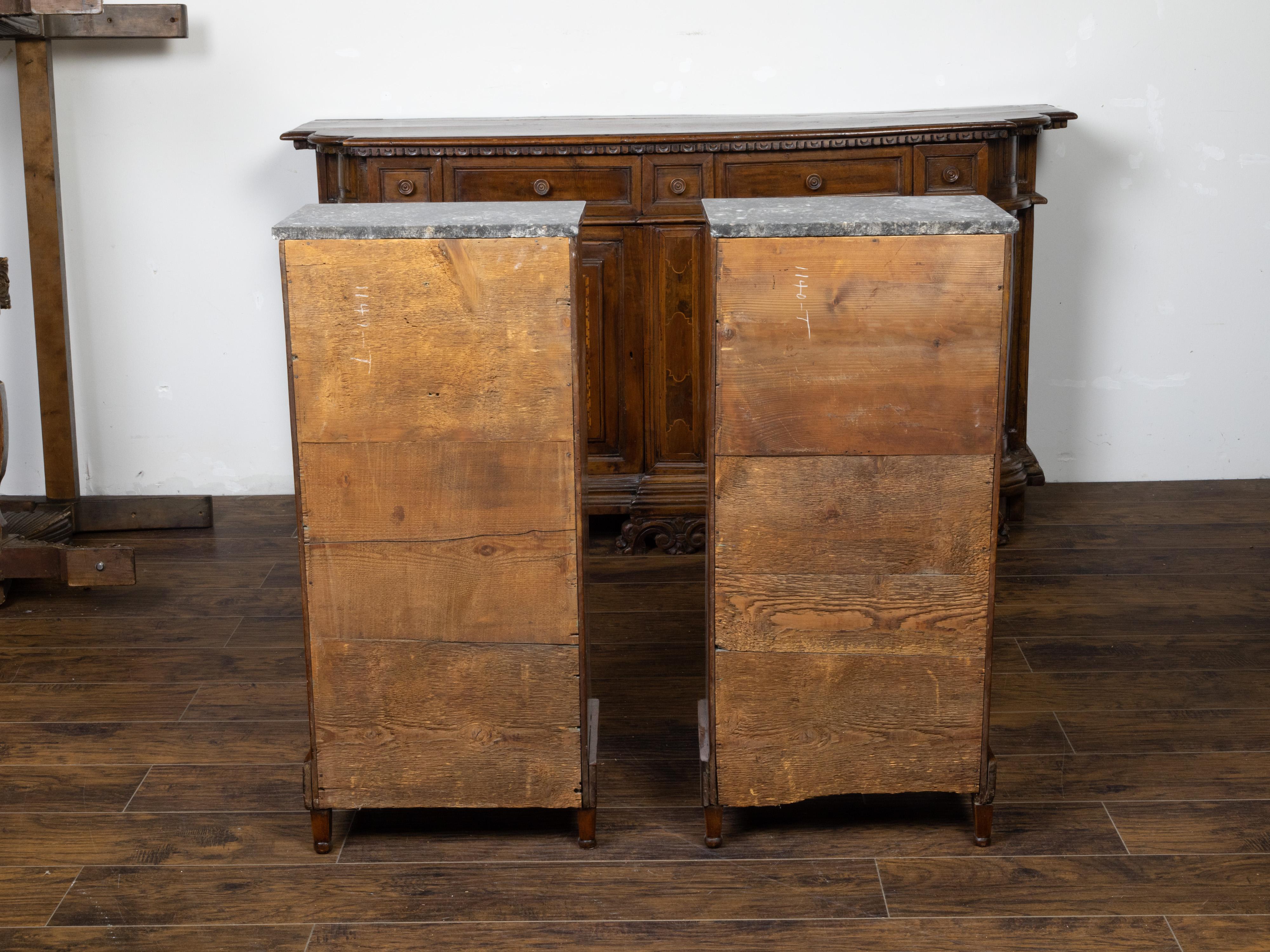 Pair of 19th Century French Small Cabinets with Marble Tops and Chicken Wire In Good Condition In Atlanta, GA
