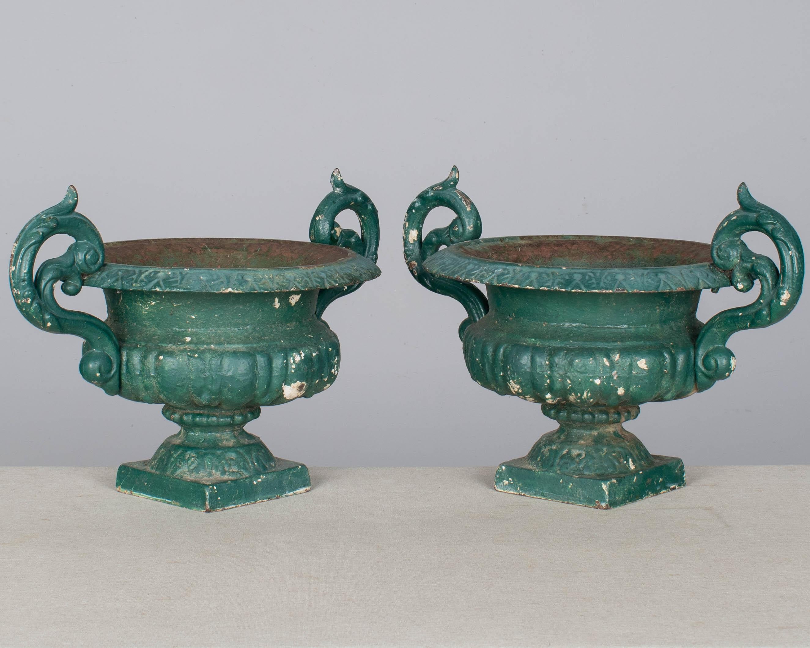 Pair of 19th Century French Small Cast Iron Urns For Sale 4