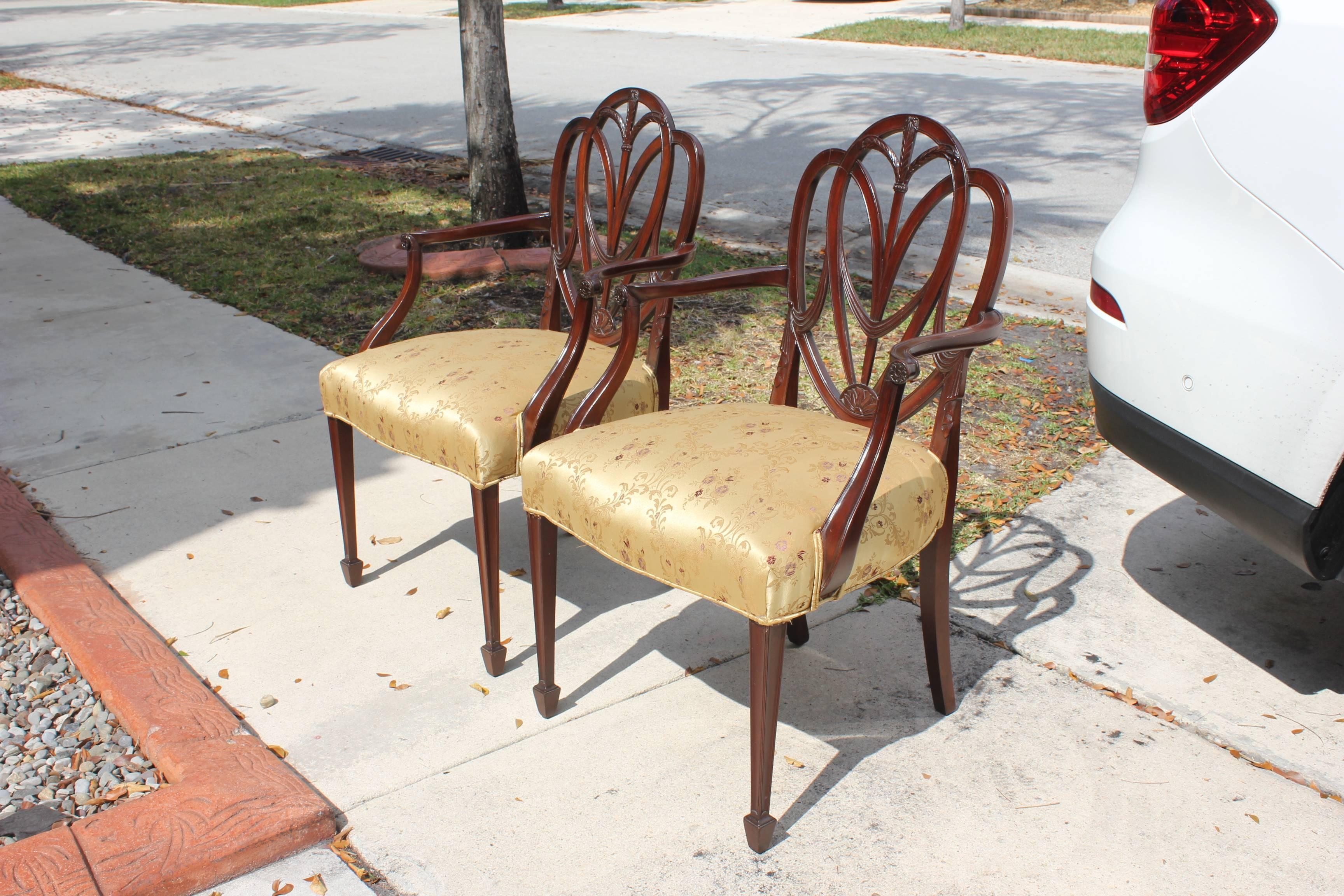 Louis XVI Pair of 19th Century French Solid Mahogany Armchairs 