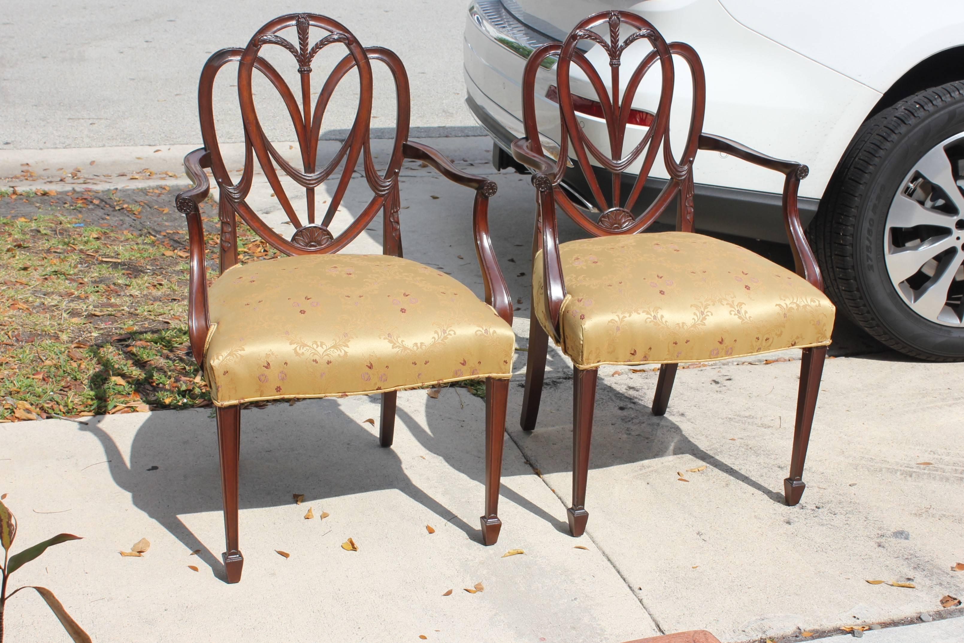 Pair of 19th Century French Solid Mahogany Armchairs  In Excellent Condition In Hialeah, FL