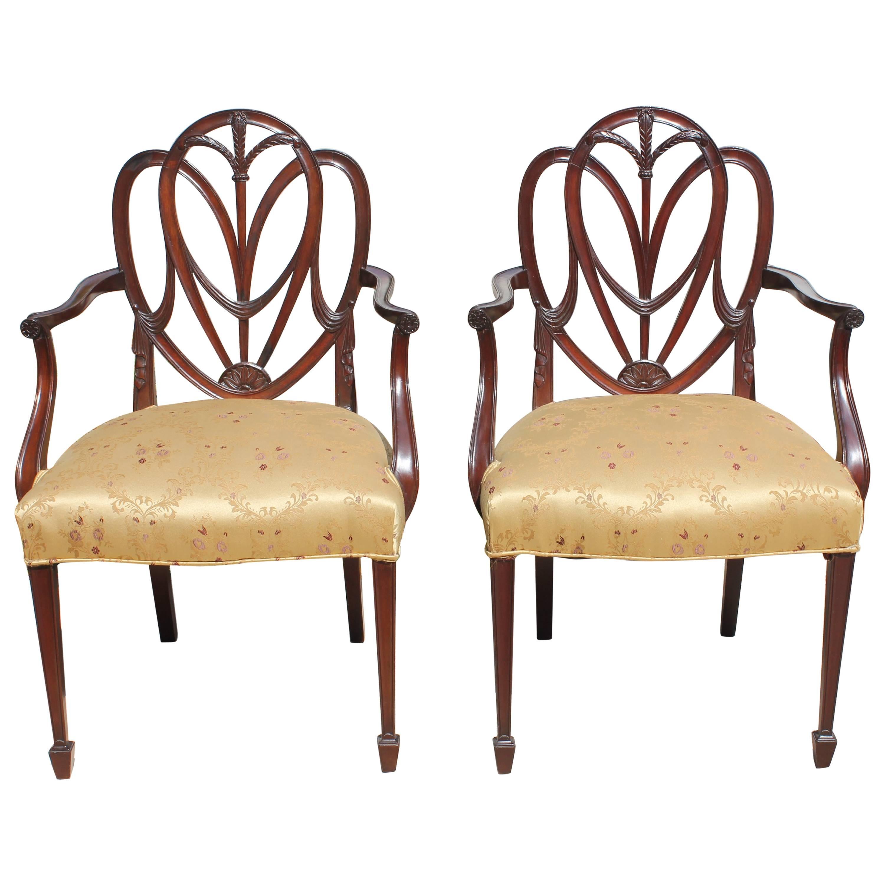 Pair of 19th Century French Solid Mahogany Armchairs 
