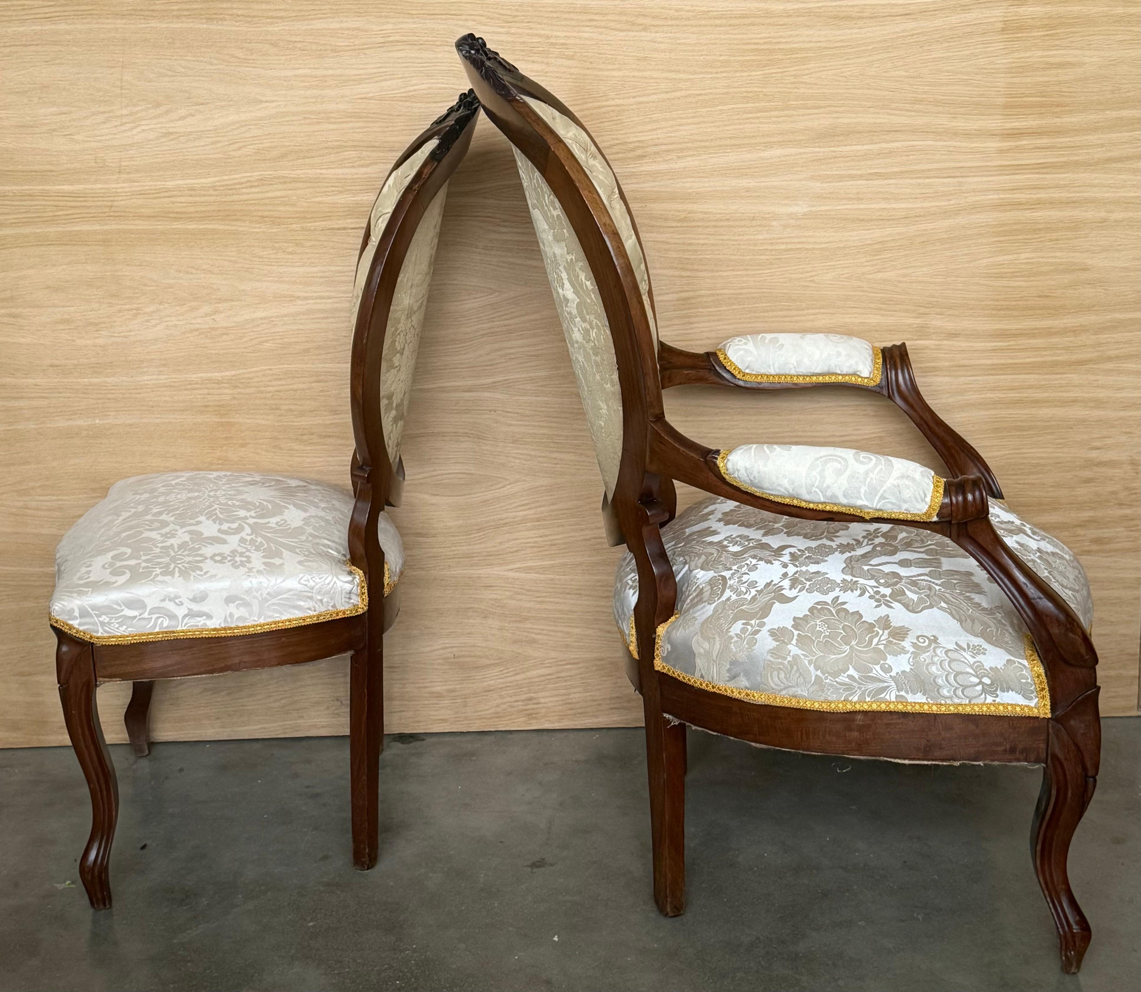 Pair of 19th Century French Solid Walnut Louis XVI Armchairs ~ Fauteuils en vente 3